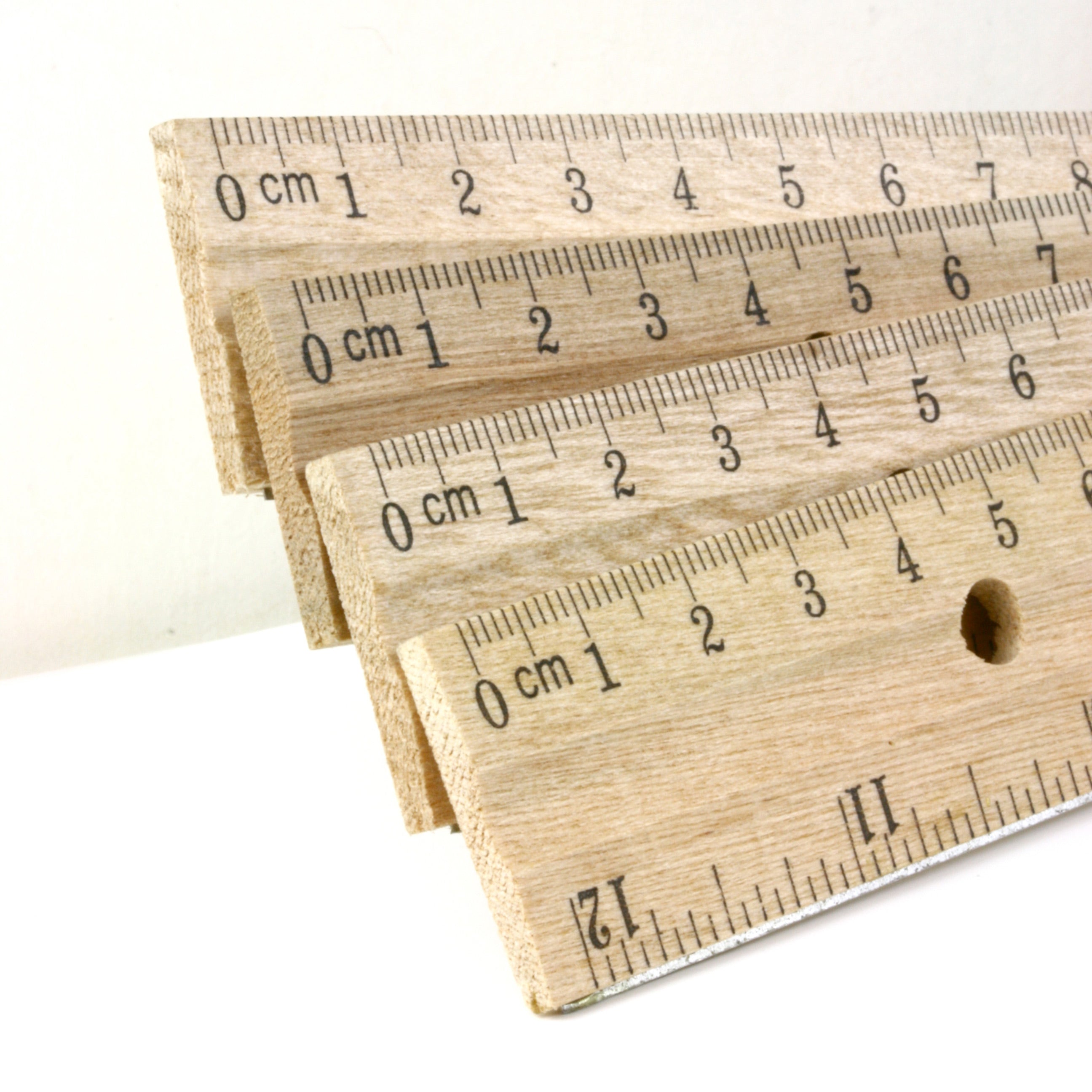 12 in Wooden Ruler, Metal Edge, Inch & Metric