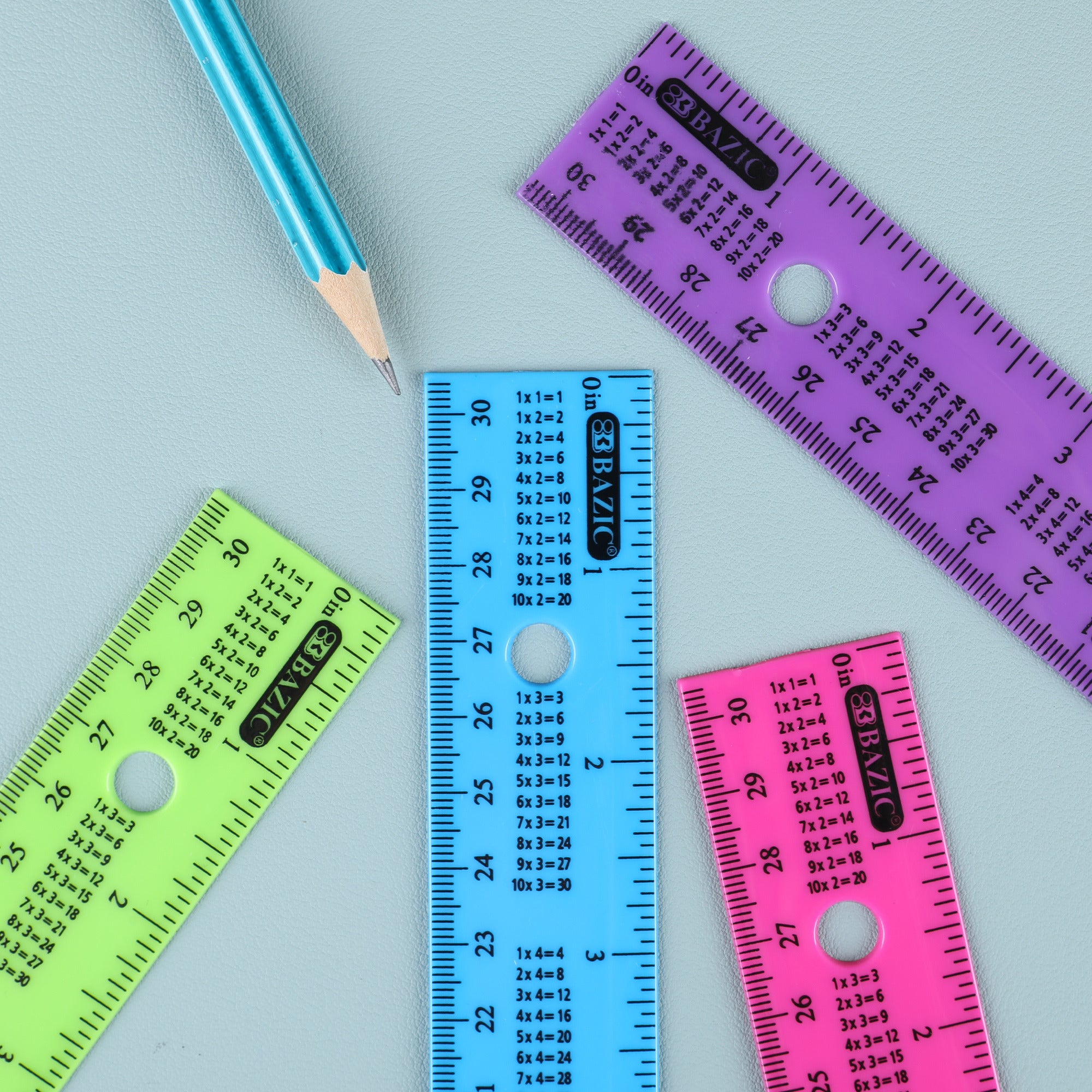 12" (30cm) Ruler w/ Multiplication Prints (4/Pack)