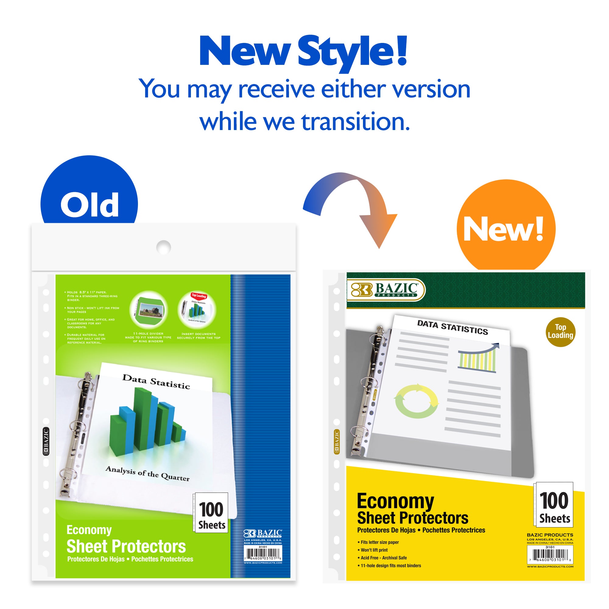Sheet Protectors, Letter Size, 100 Sheets, Top Loading