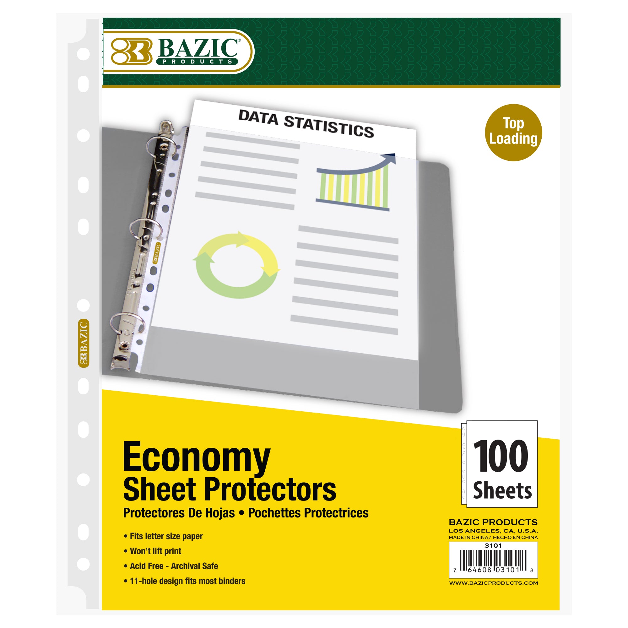 Sheet Protectors, Letter Size, 100 Sheets, Top Loading