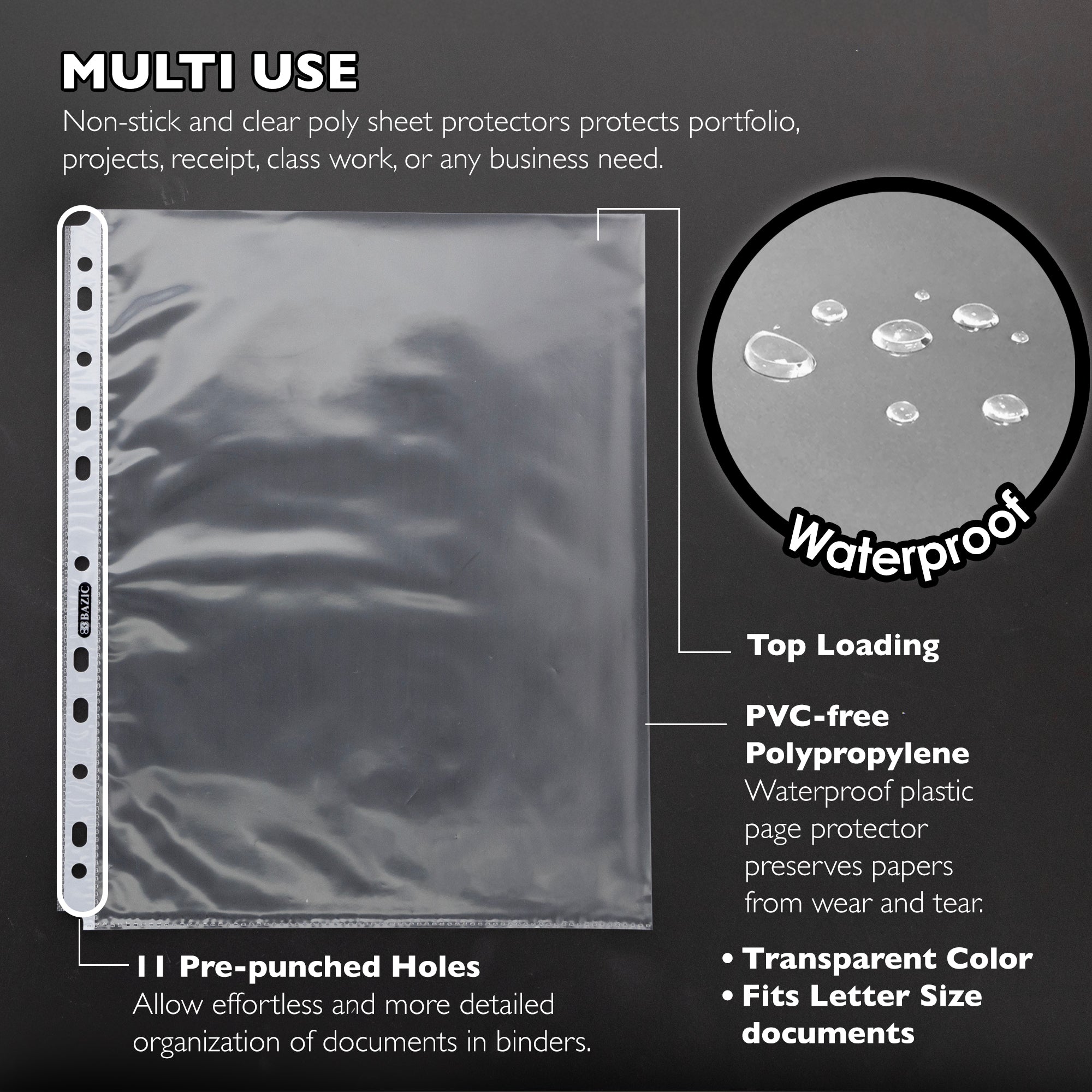 Economy Sheet Protectors, 8.5" x 11", Top Loading, 20-Count