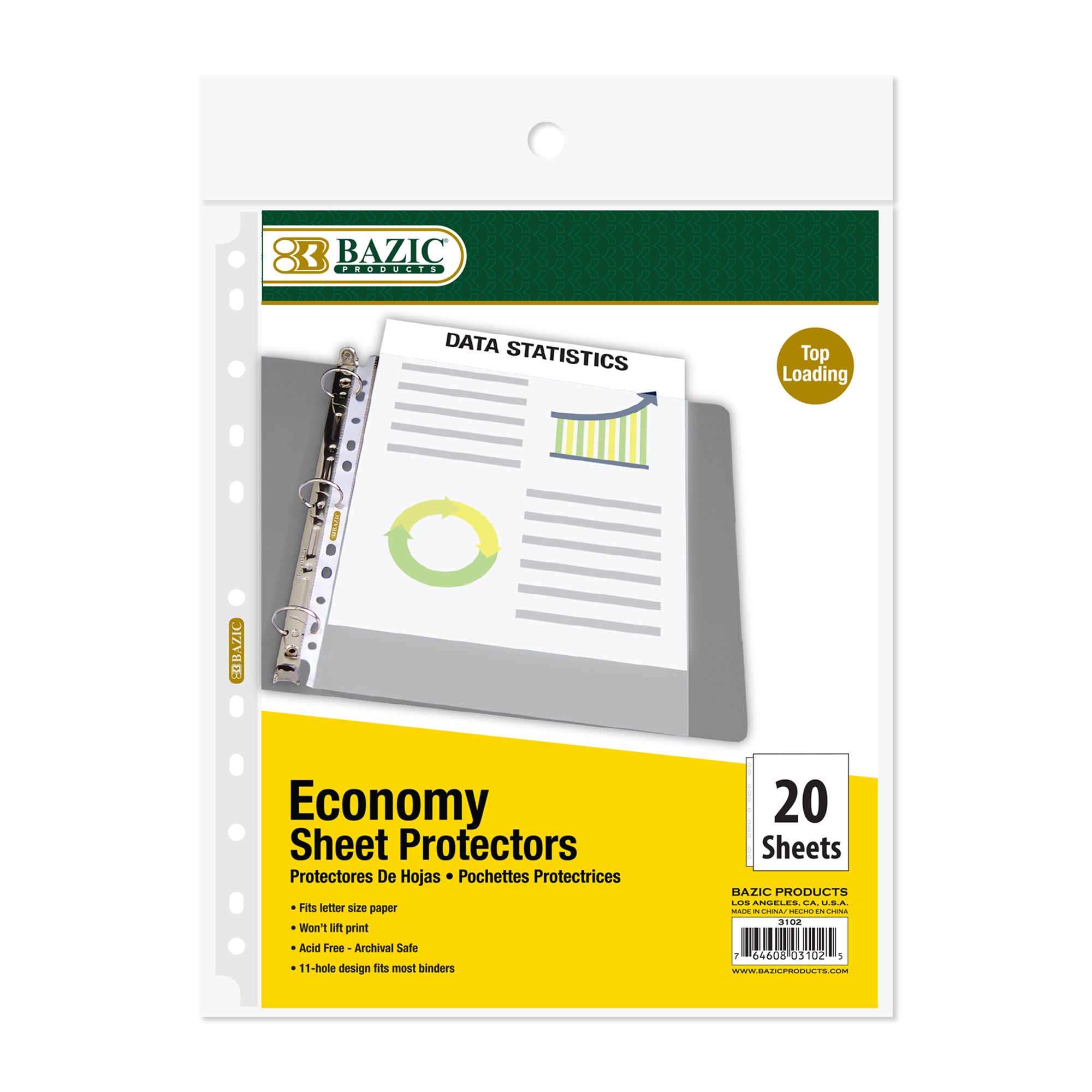 Economy Sheet Protectors, 8.5" x 11", Top Loading, 20-Count