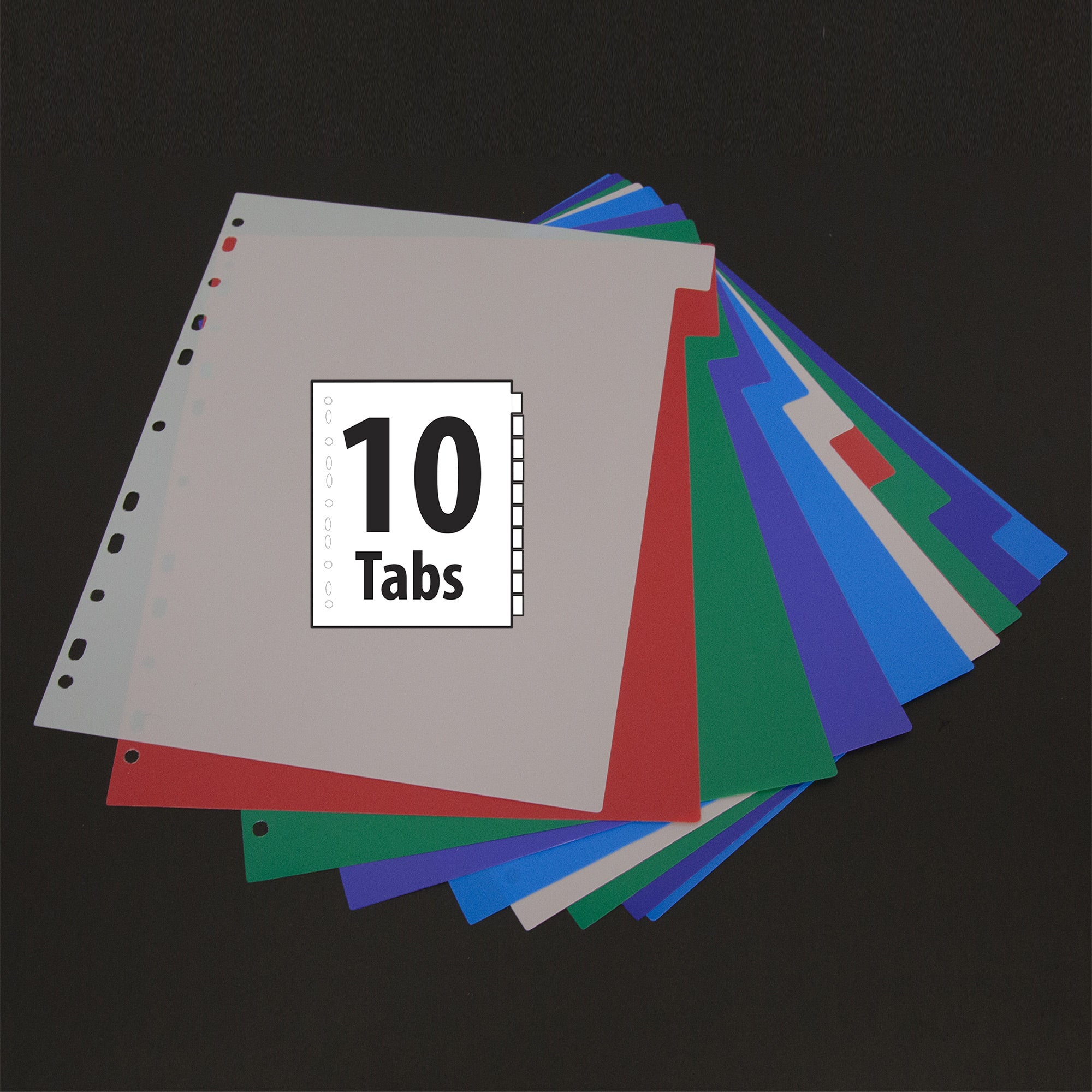 10-Tab Color Index Dividers for 3-Ring Binders