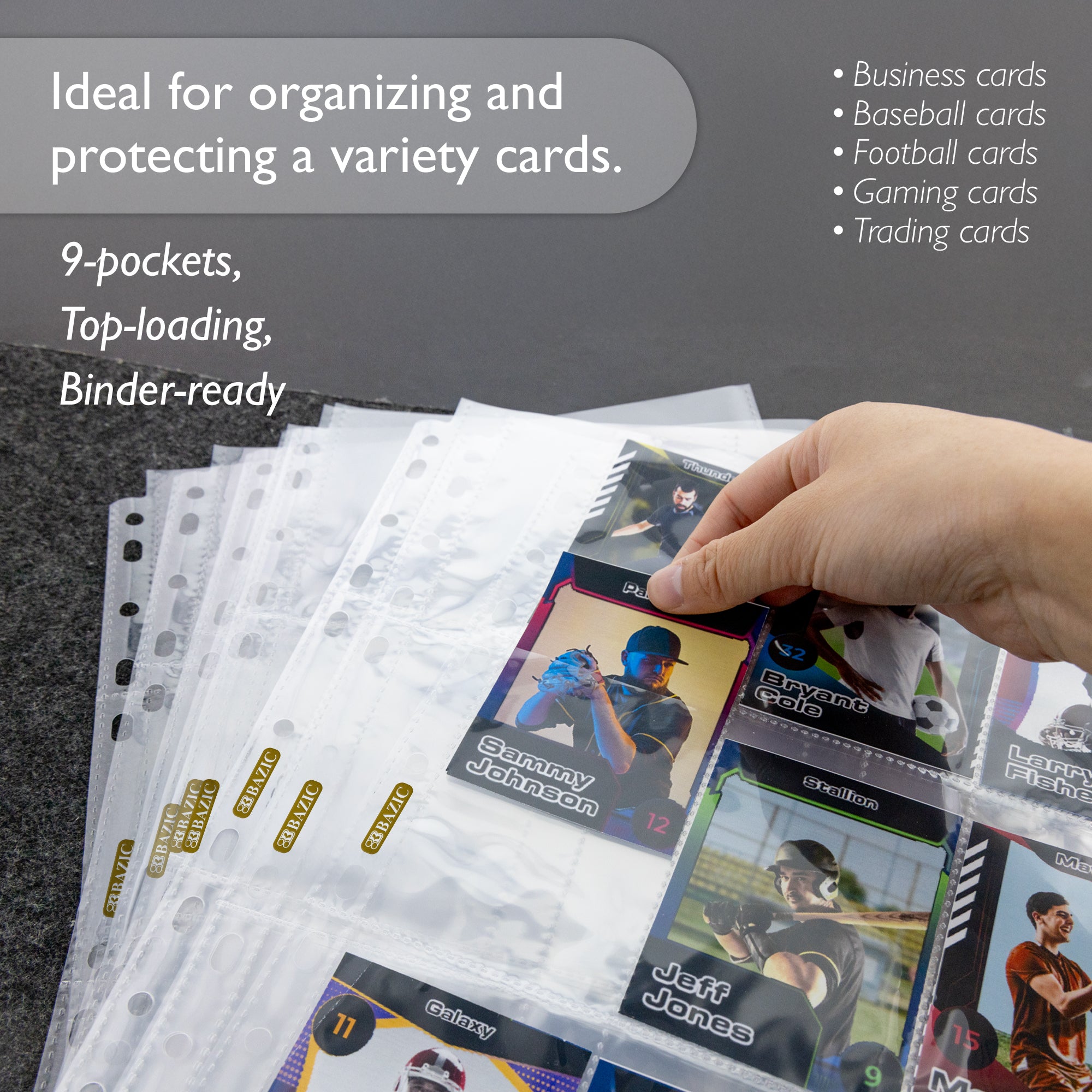 9-Pocket Trading Card Holders, 10 Sheets, Top Loading