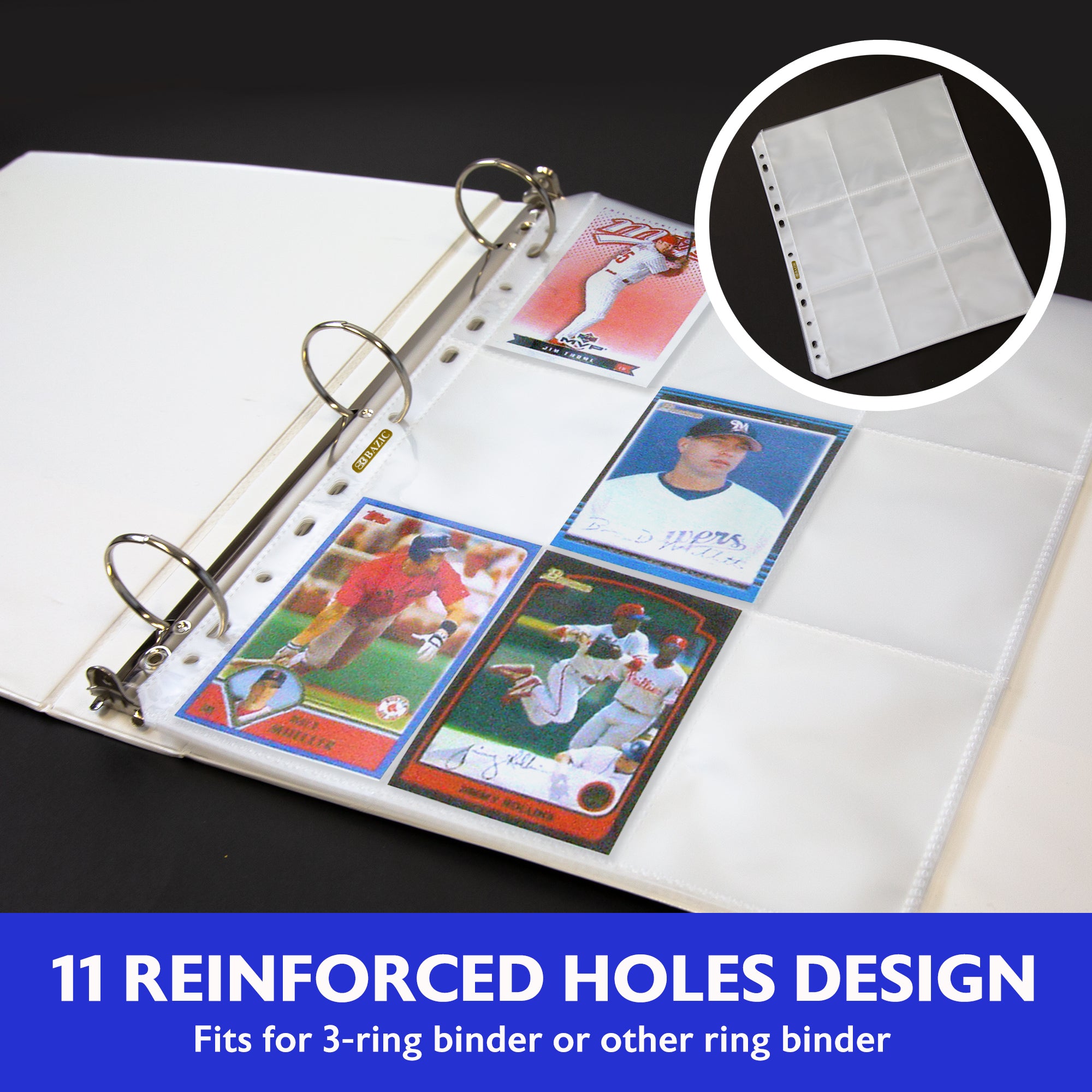 9-Pocket Trading Card Holders, 10 Sheets, Top Loading