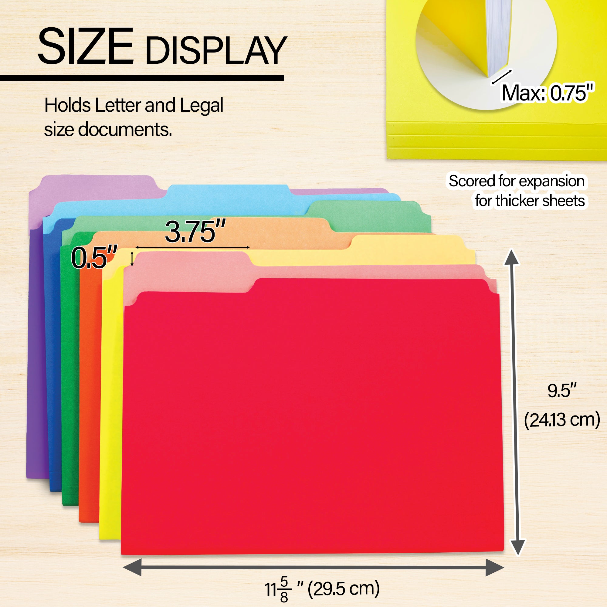 Color File Folders, Letter Size, 1/3 Cut, 6 Count