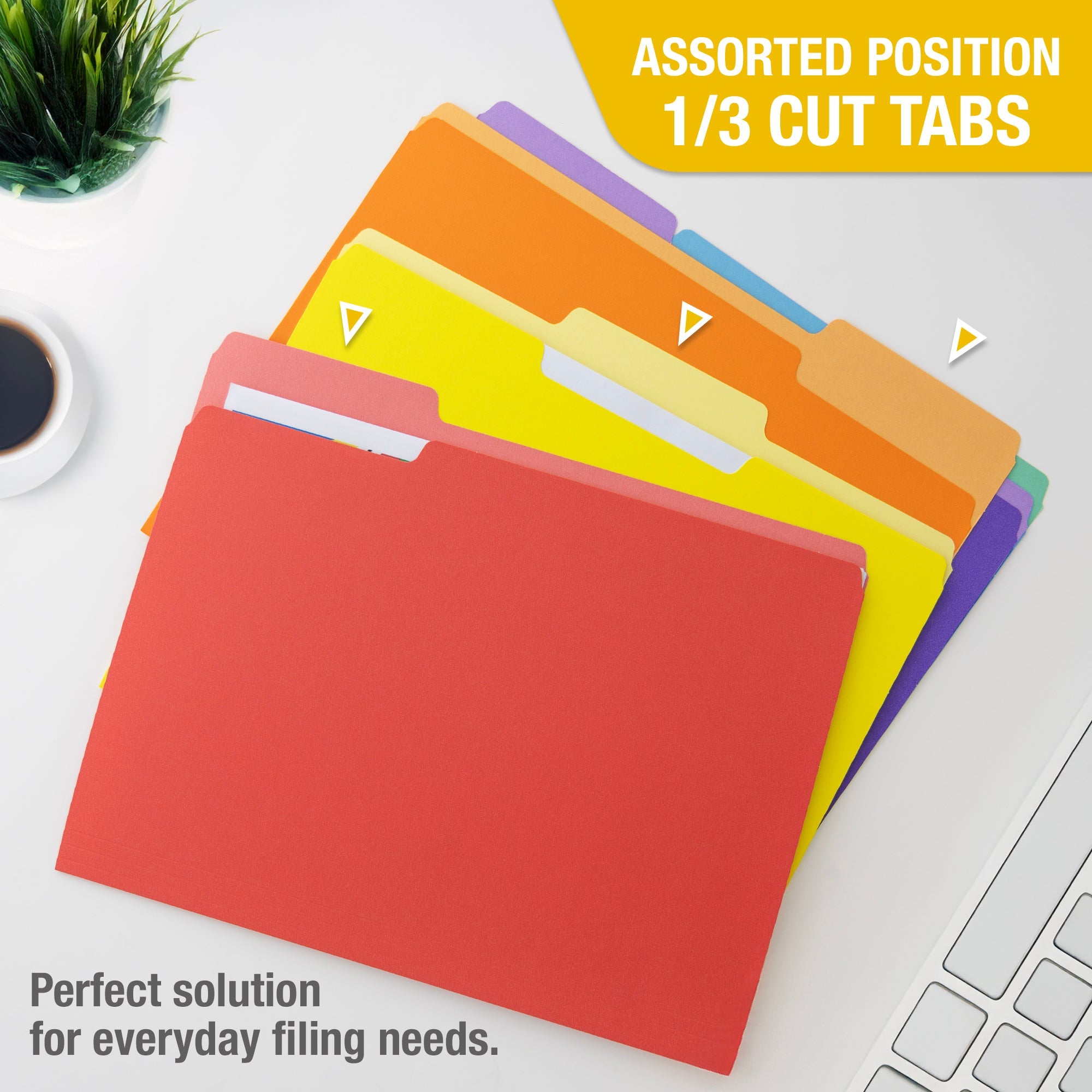Assorted Color File Folder, 1/3-Cut Tab, Letter – BAZIC Store