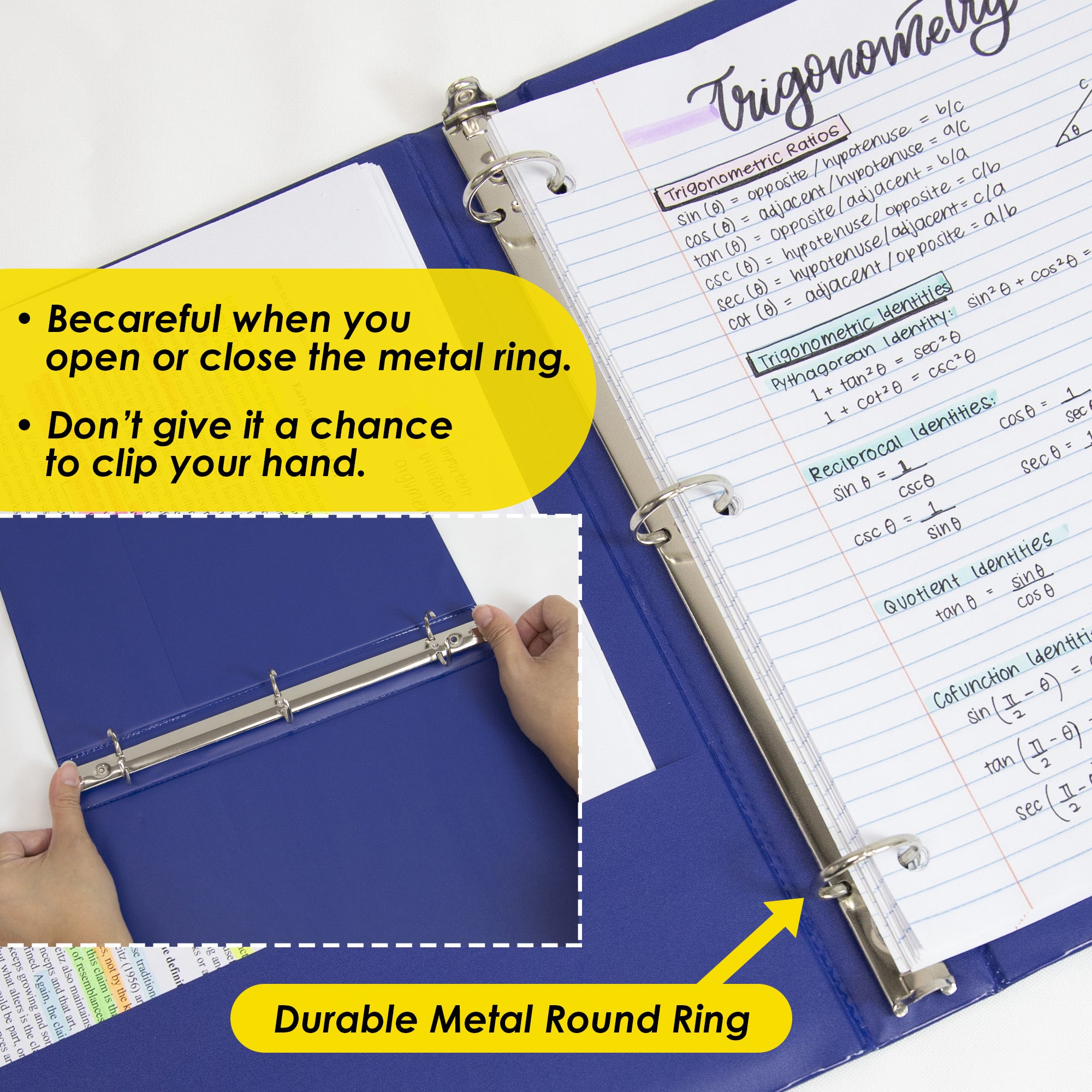 1.5 in Assorted Color 3-Ring Binder, 2 Pockets