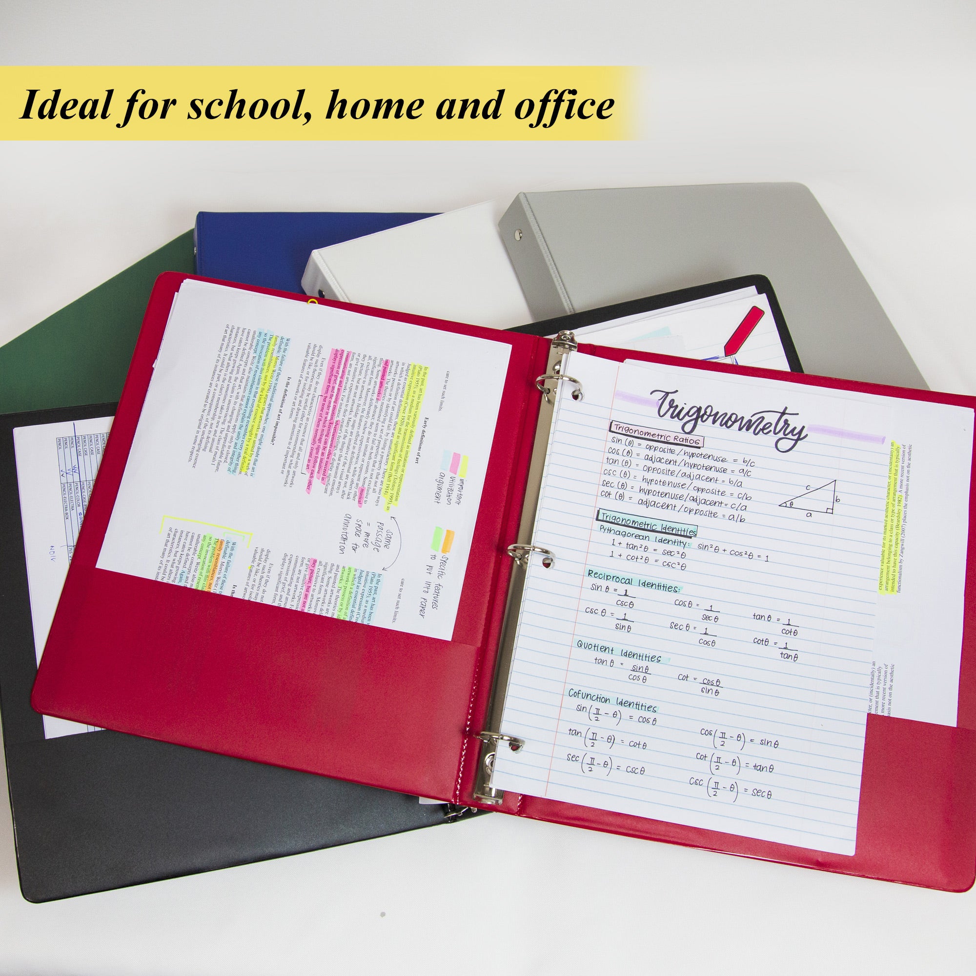1.5 in Assorted Color 3-Ring Binder, 2 Pockets