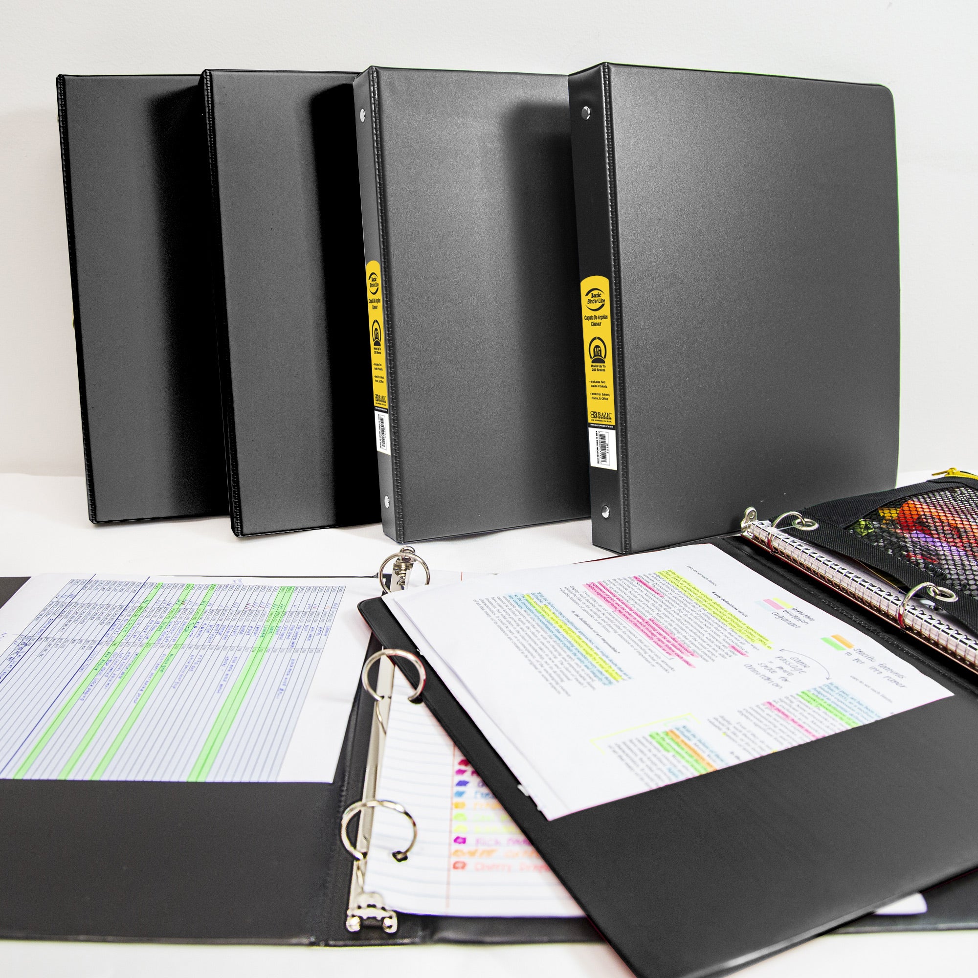 1.5 in Black 3-Ring Binder, 2 Pockets, 280 Sheet Capacity