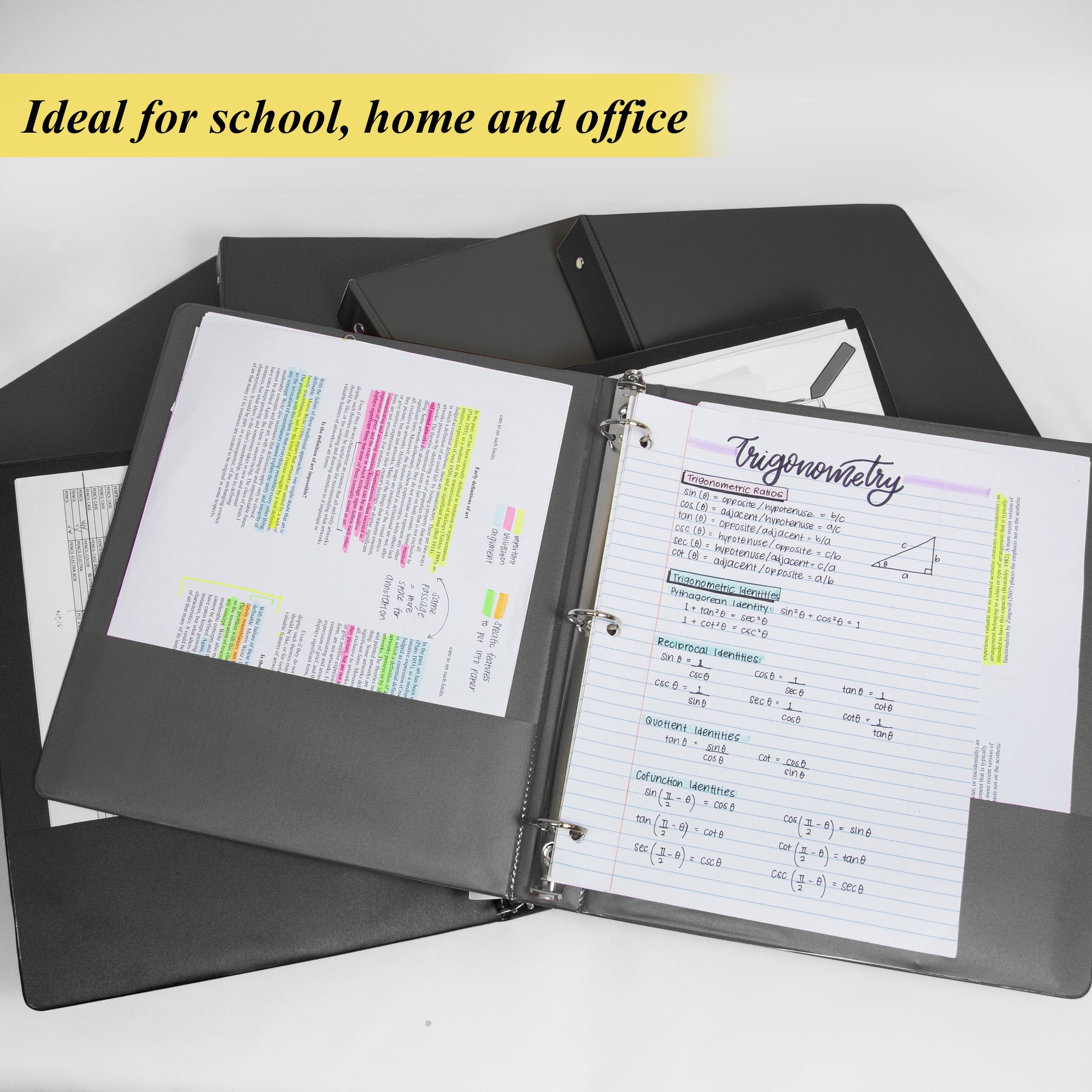 1.5 in Black 3-Ring Binder, 2 Pockets, 280 Sheet Capacity