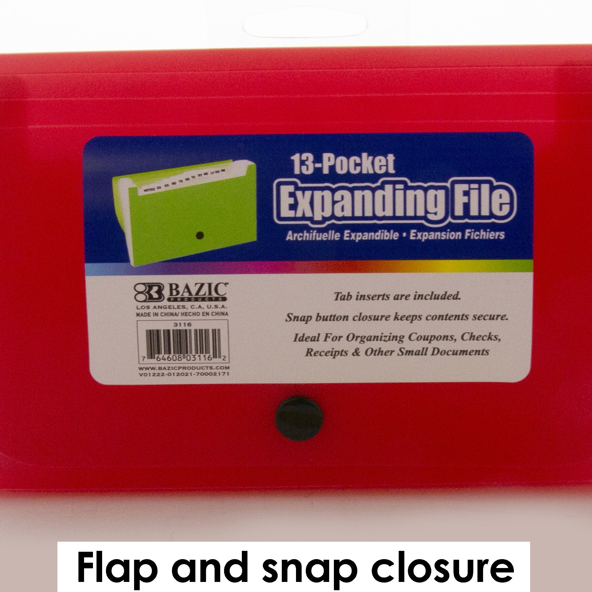 Coupon Organizer, 13 Pockets, 7" x 4-5/8", Assorted