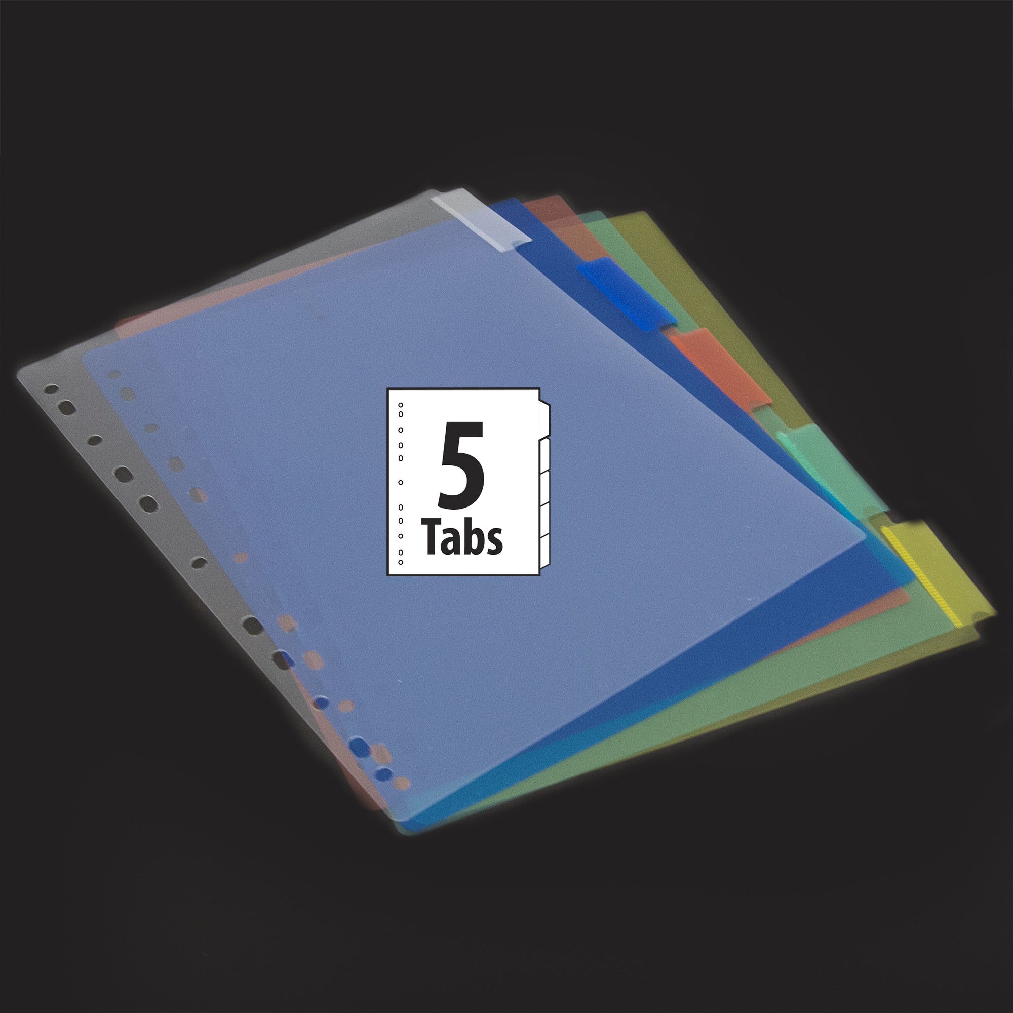 Binder Dividers with Tabs, 5-Tab Insertable Plastic, 11-Hole