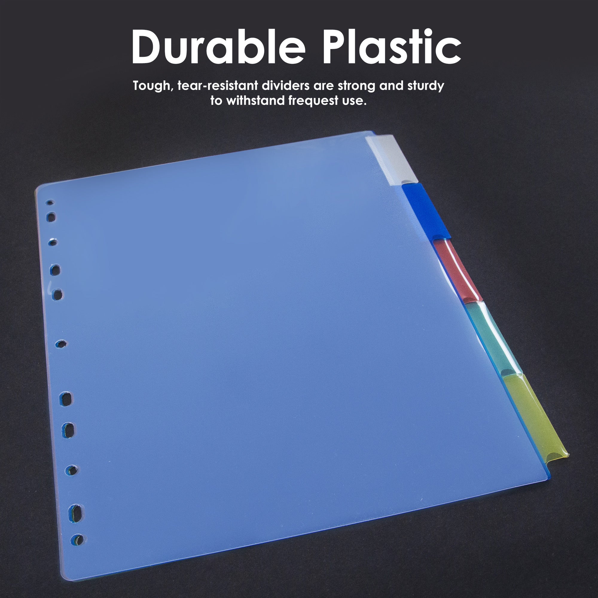 Binder Dividers with Tabs, 5-Tab Insertable Plastic, 11-Hole