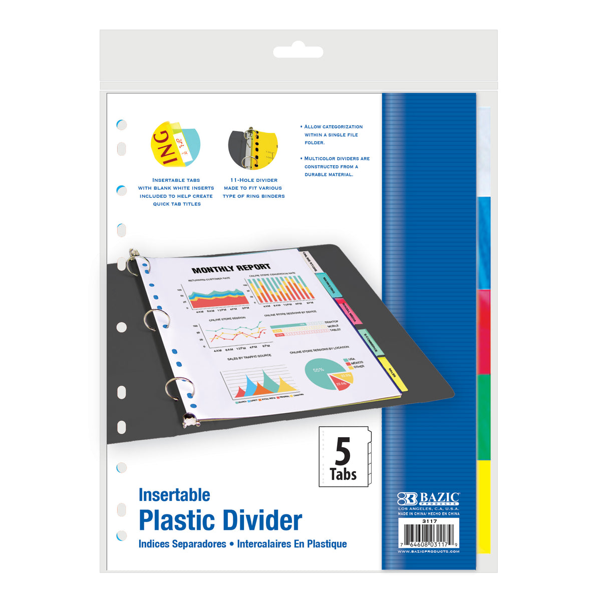Dividers w/ 5-Insertable Color Tabs