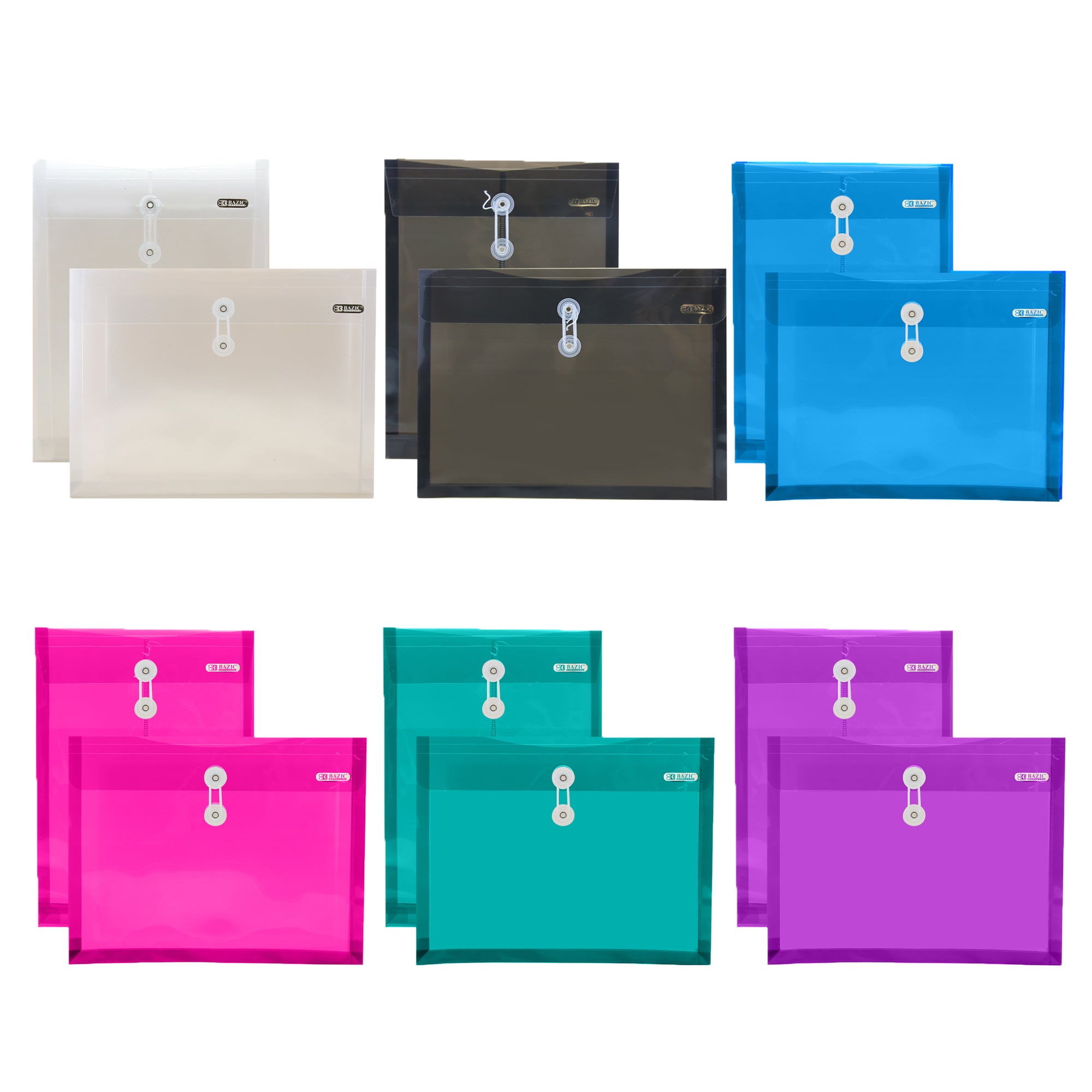 Assorted Color Top/Side Loading String Envelope, 12 Pack