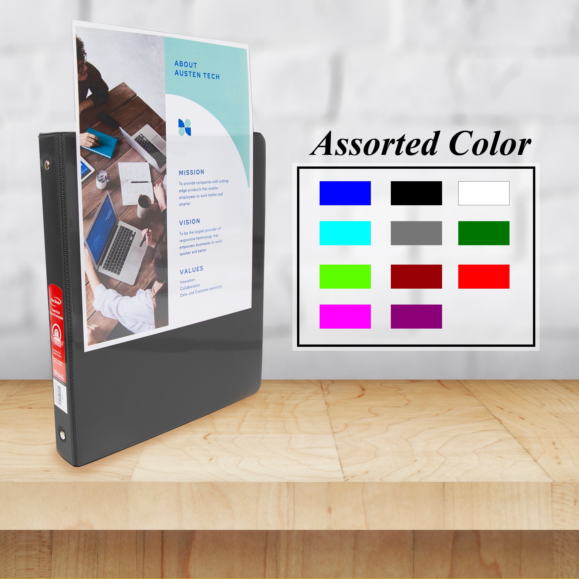 1 Inch Binder, 3 Ring View Cover, Black