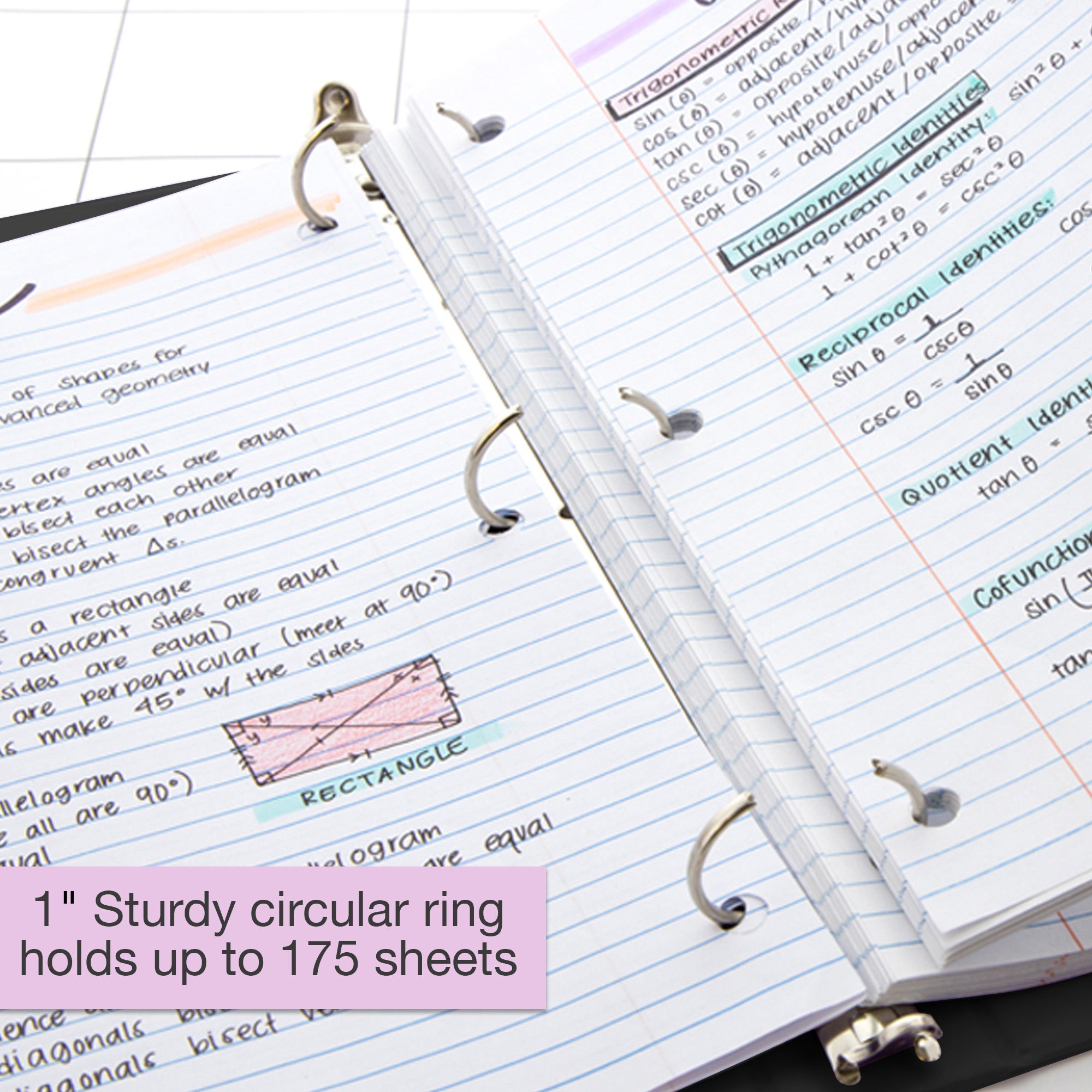 1 Inch Binder, 3 Ring View Cover, Black