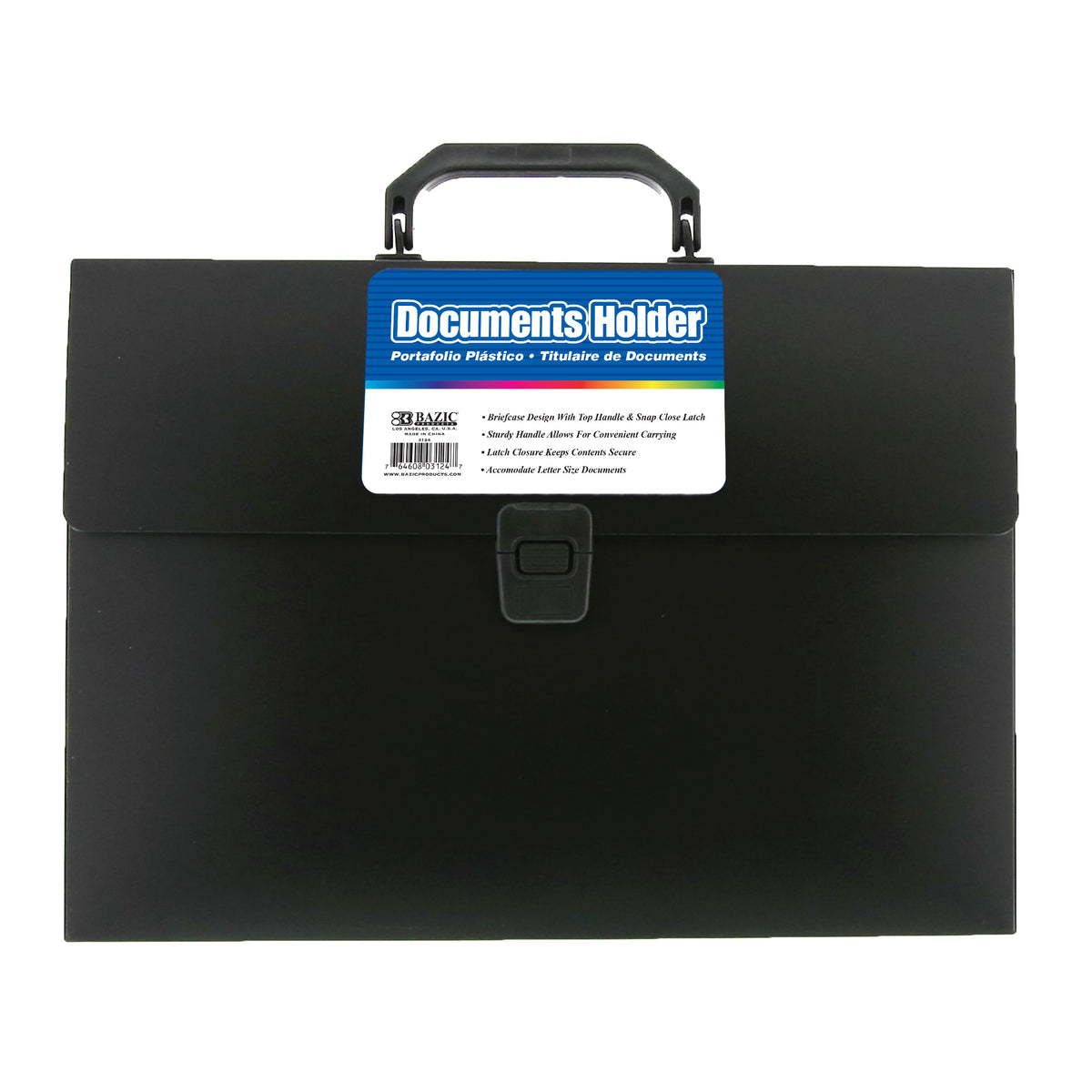 BAZIC Black Document Case with Handle, A4/Letter Size