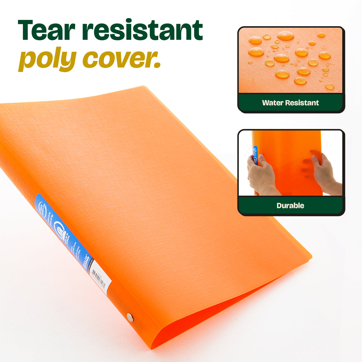 1" Bright Color Poly 3-Ring Binder, 1 Pocket