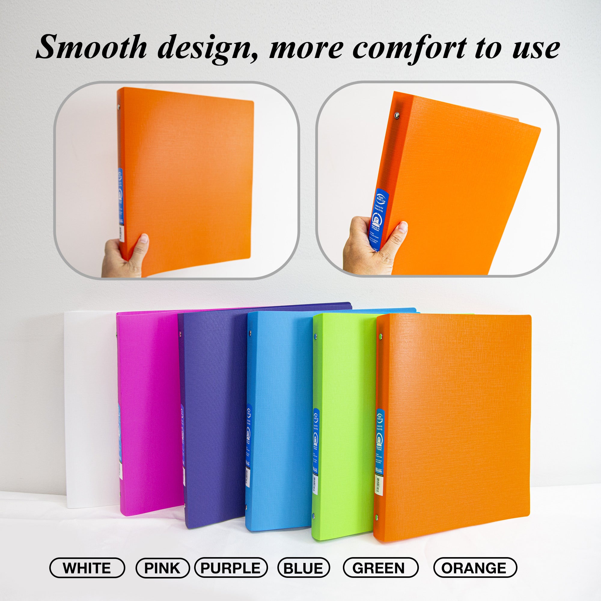 1 in Bright Color 3-Ring Binder, Durable Poly Cover
