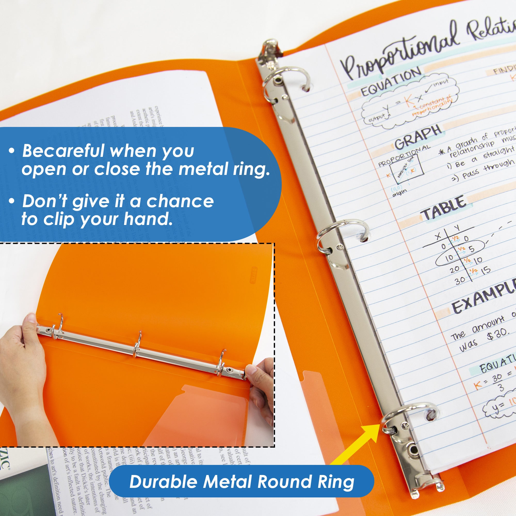 1 in Bright Color 3-Ring Binder, Durable Poly Cover