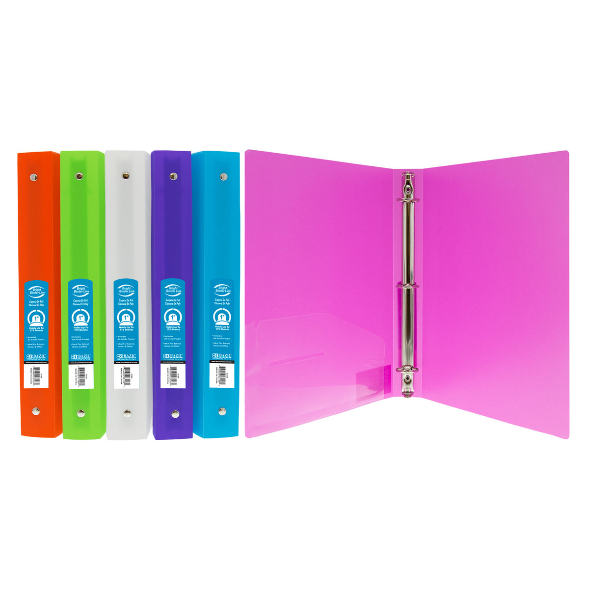 BAZIC 1 in Bright Color Poly 3-Ring Binder, 1 Pocket