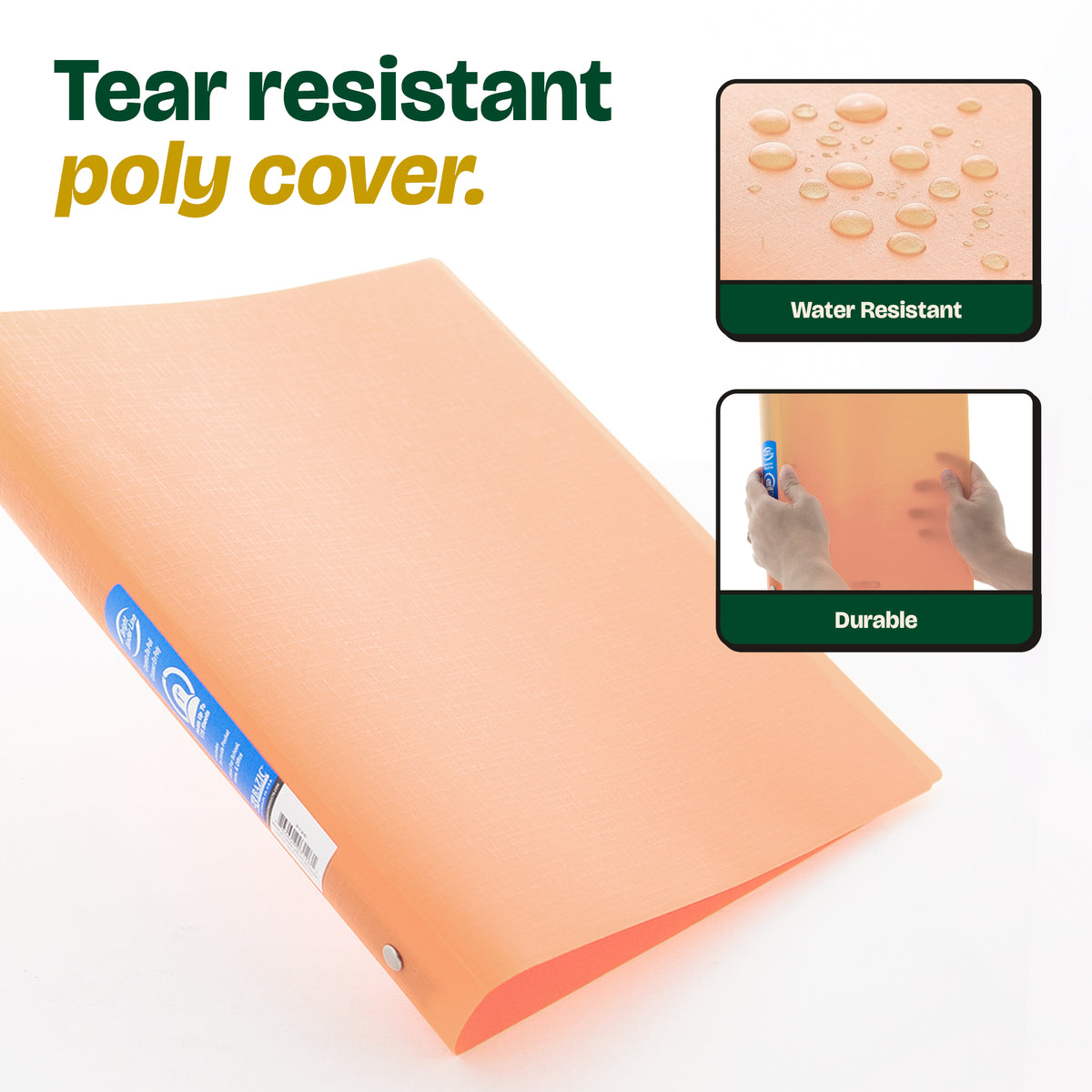 1" Pastel Color Poly 3-Ring Binder, 1 Pocket