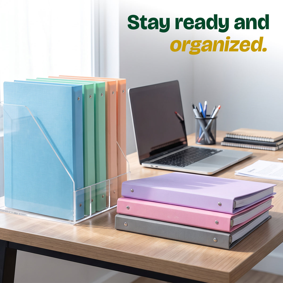 1" Pastel Color Poly 3-Ring Binder, 1 Pocket