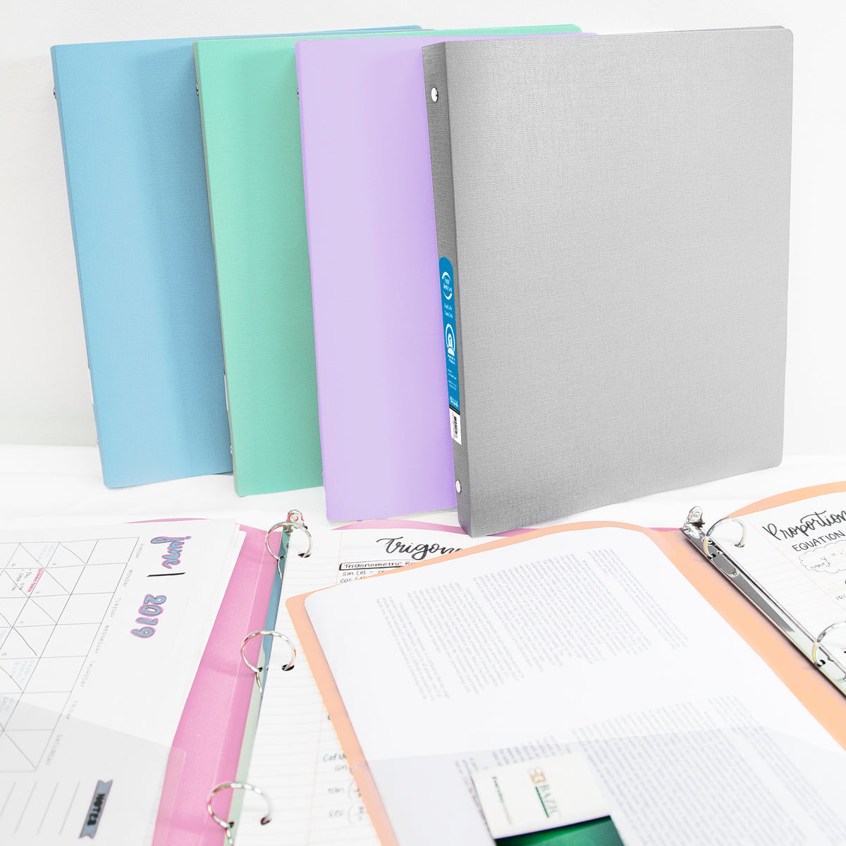 1" Pastel Color Poly 3-Ring Binder, 1 Pocket