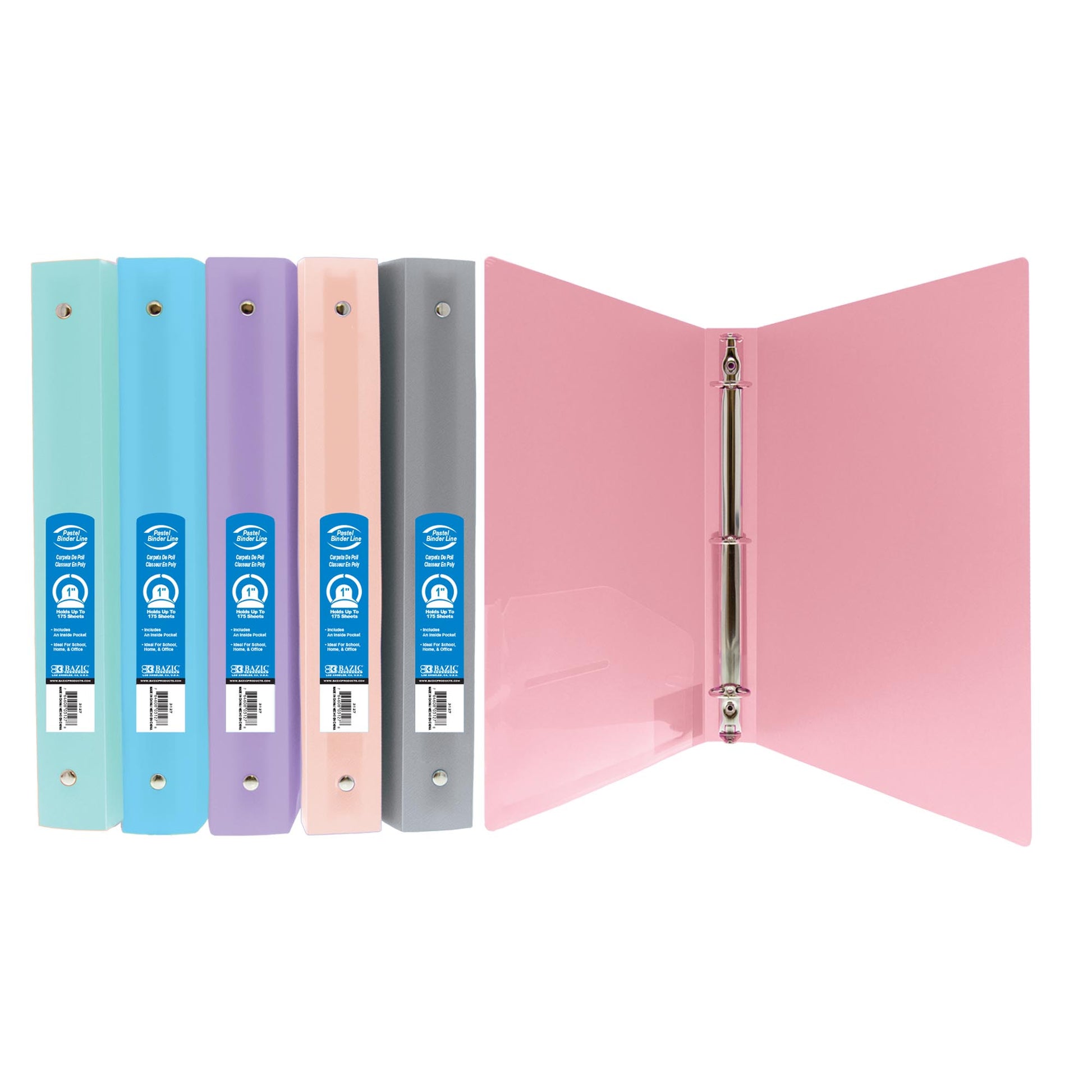3 ring binder for cards 1" Pastel Color Poly 3-Ring Binder w/ Pocket