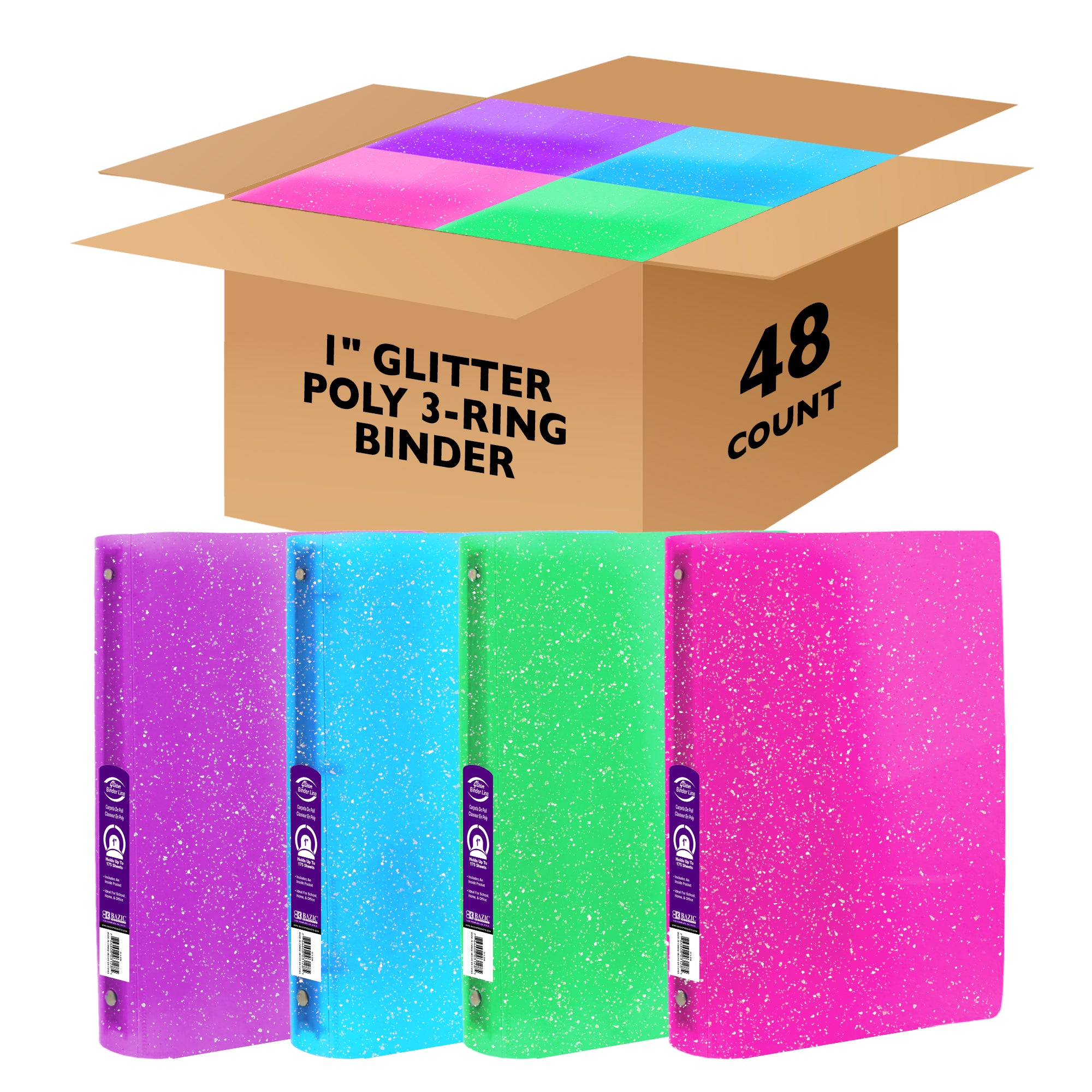 1&quot; Glitter Poly 3-Ring Binder w/ Pocket