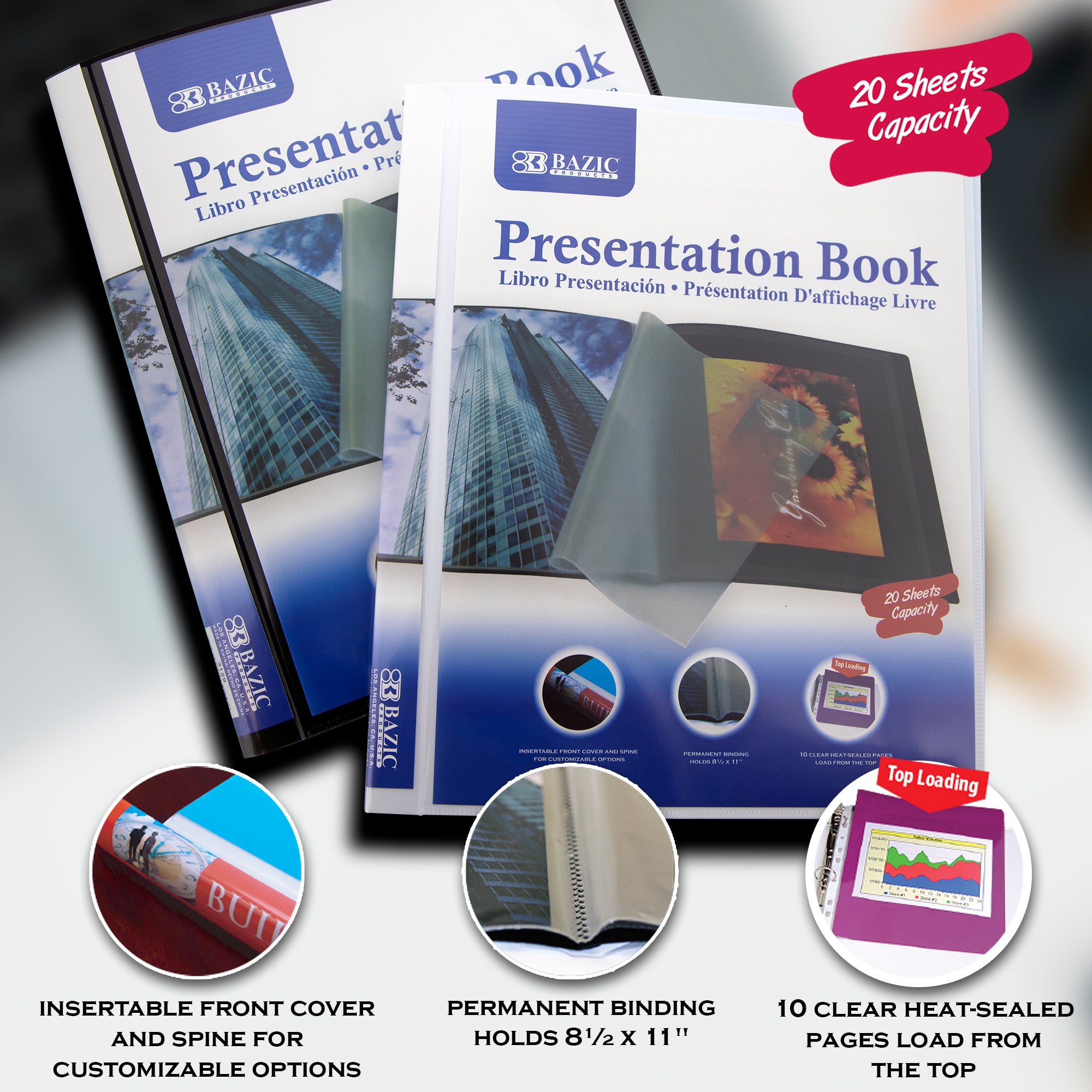 Presentation Book, 10 Pockets, 8.5" x 11"