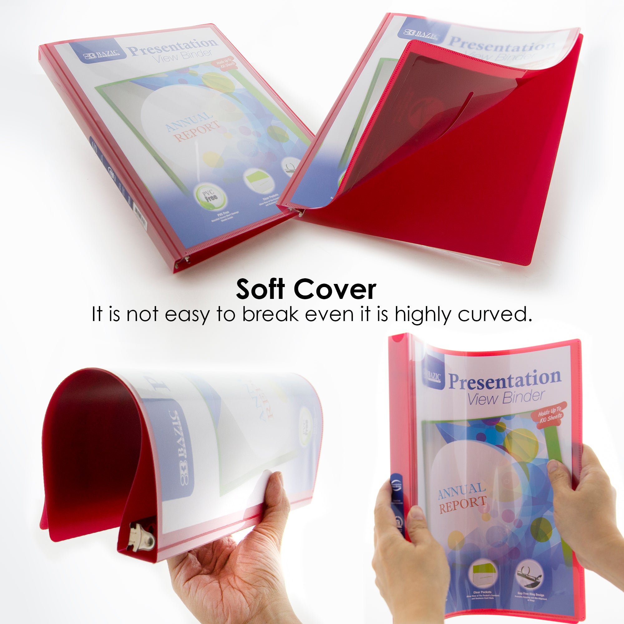 1/2 in Assorted Color 3-Ring View Binder, 1 Pocket