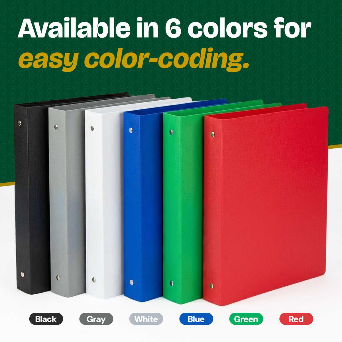 1" Classic Color Poly 3-Ring Binder, 1 Pocket