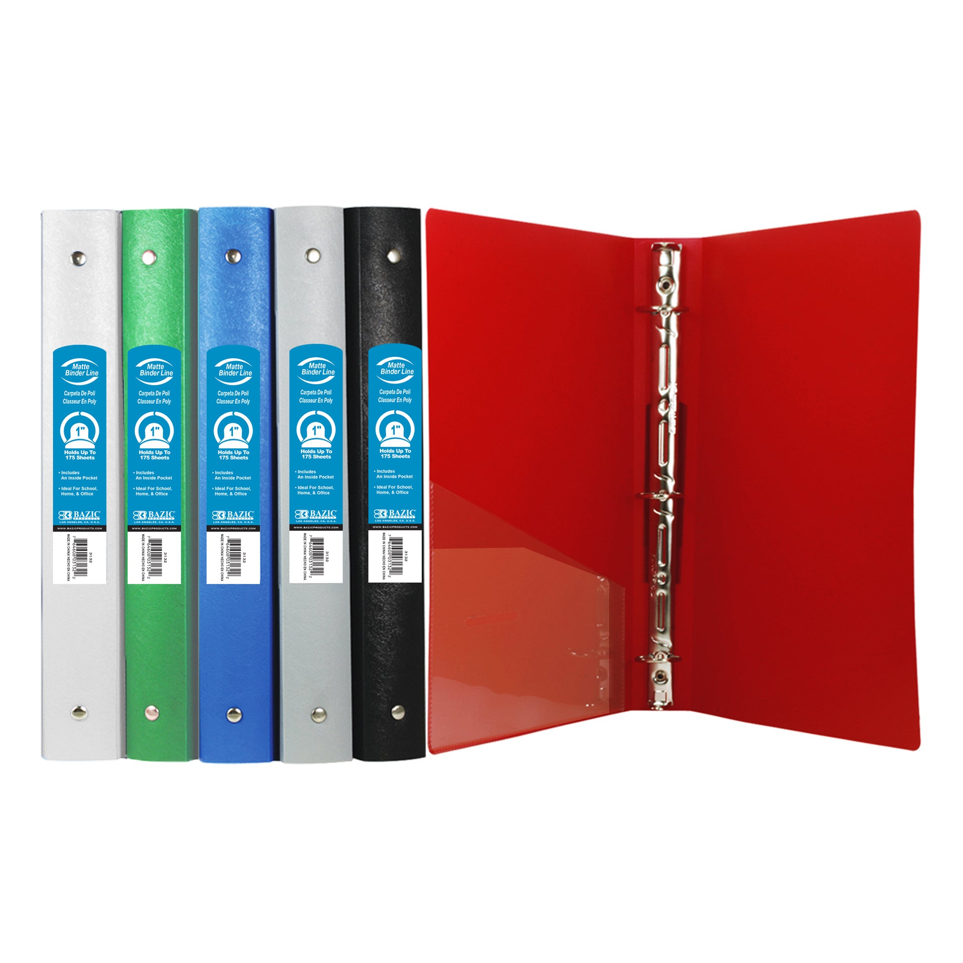 1" Classic Color Poly 3-Ring Binder w/ Pocket