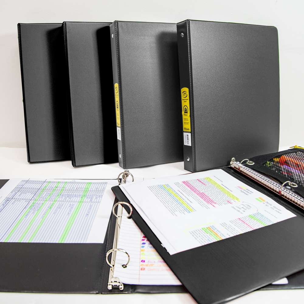 1" Black 3-Ring Binder, Round Ring, 2 Pockets