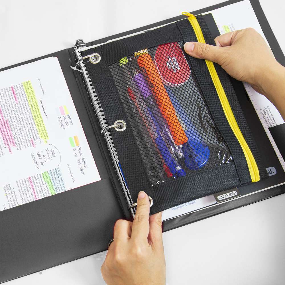 1" Black 3-Ring Binder, Round Ring, 2 Pockets