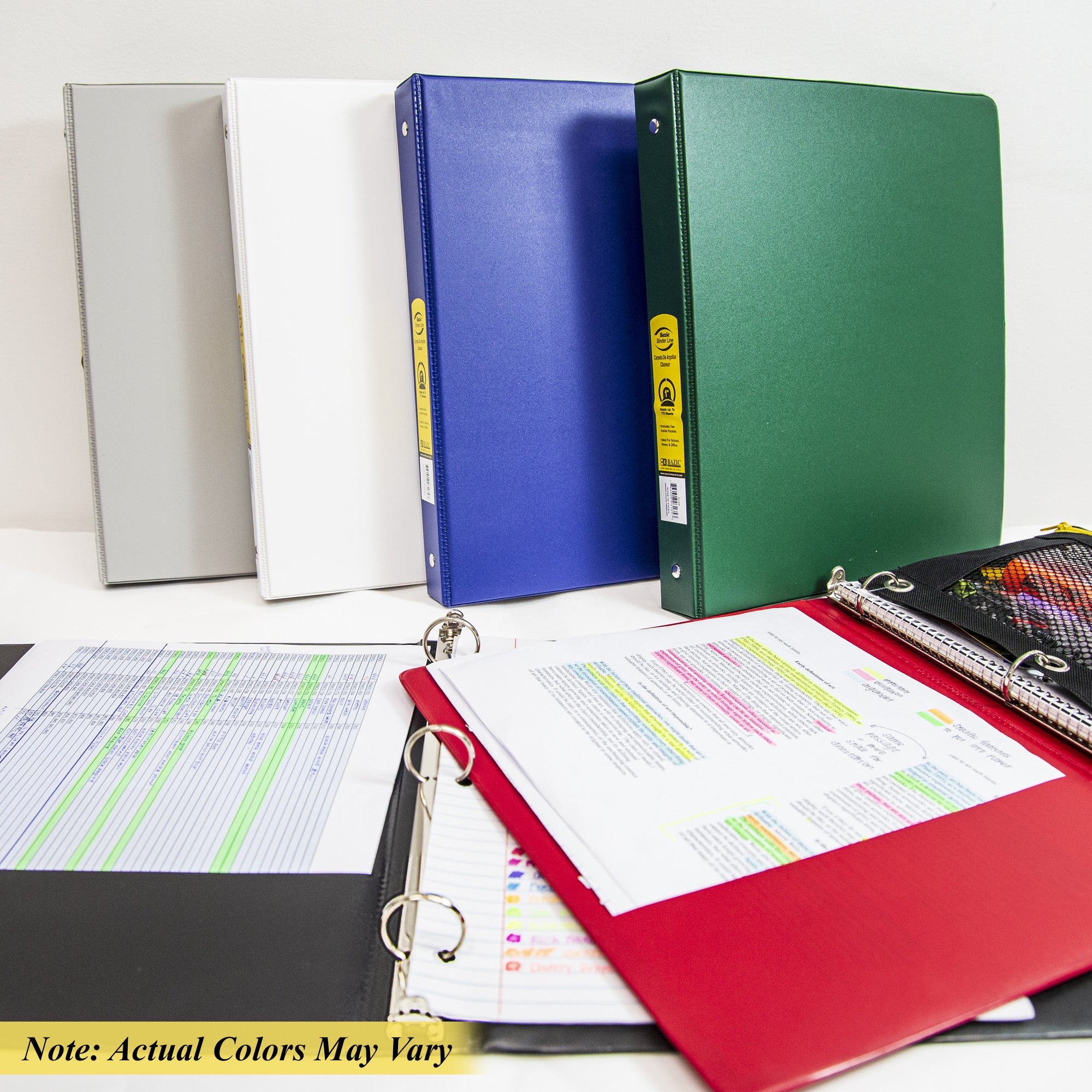 1 in Assorted Color 3-Ring View Binder, 2 Pockets