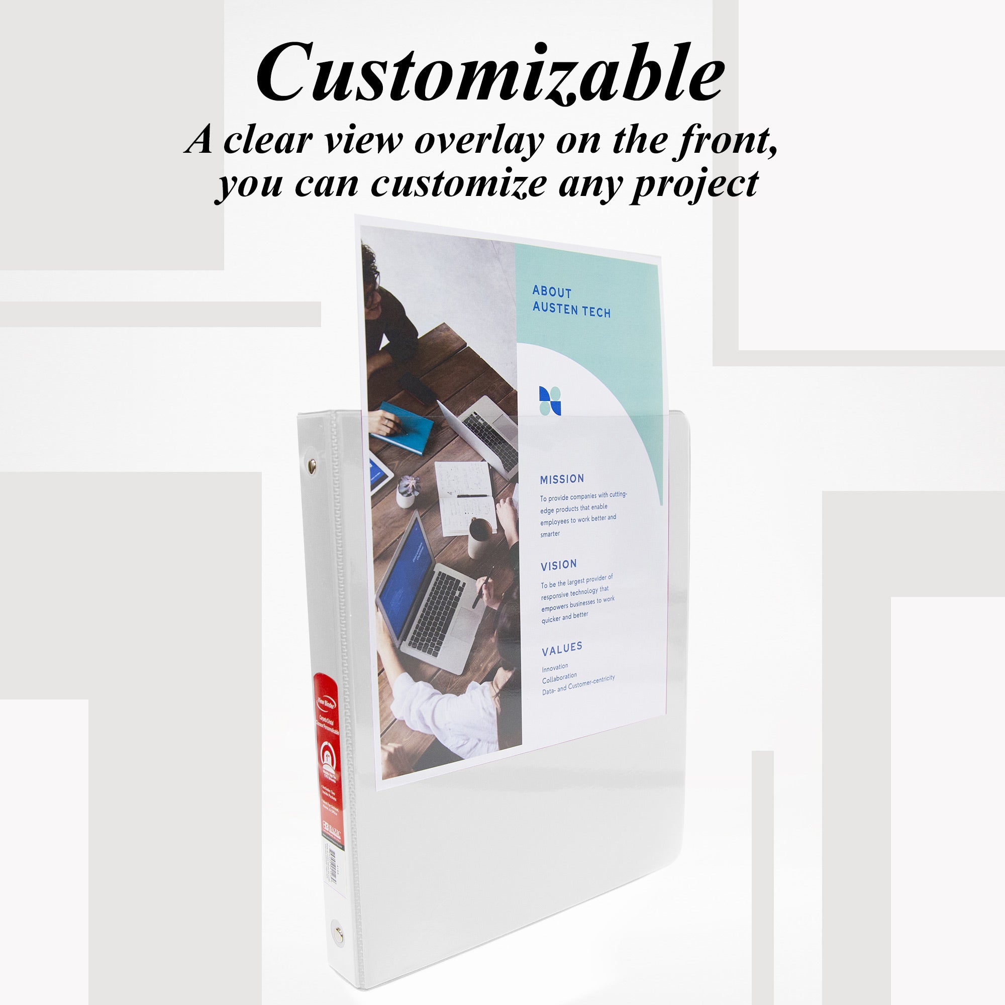 1 Inch White View Binder, 3 Ring, Holds 175 Sheets