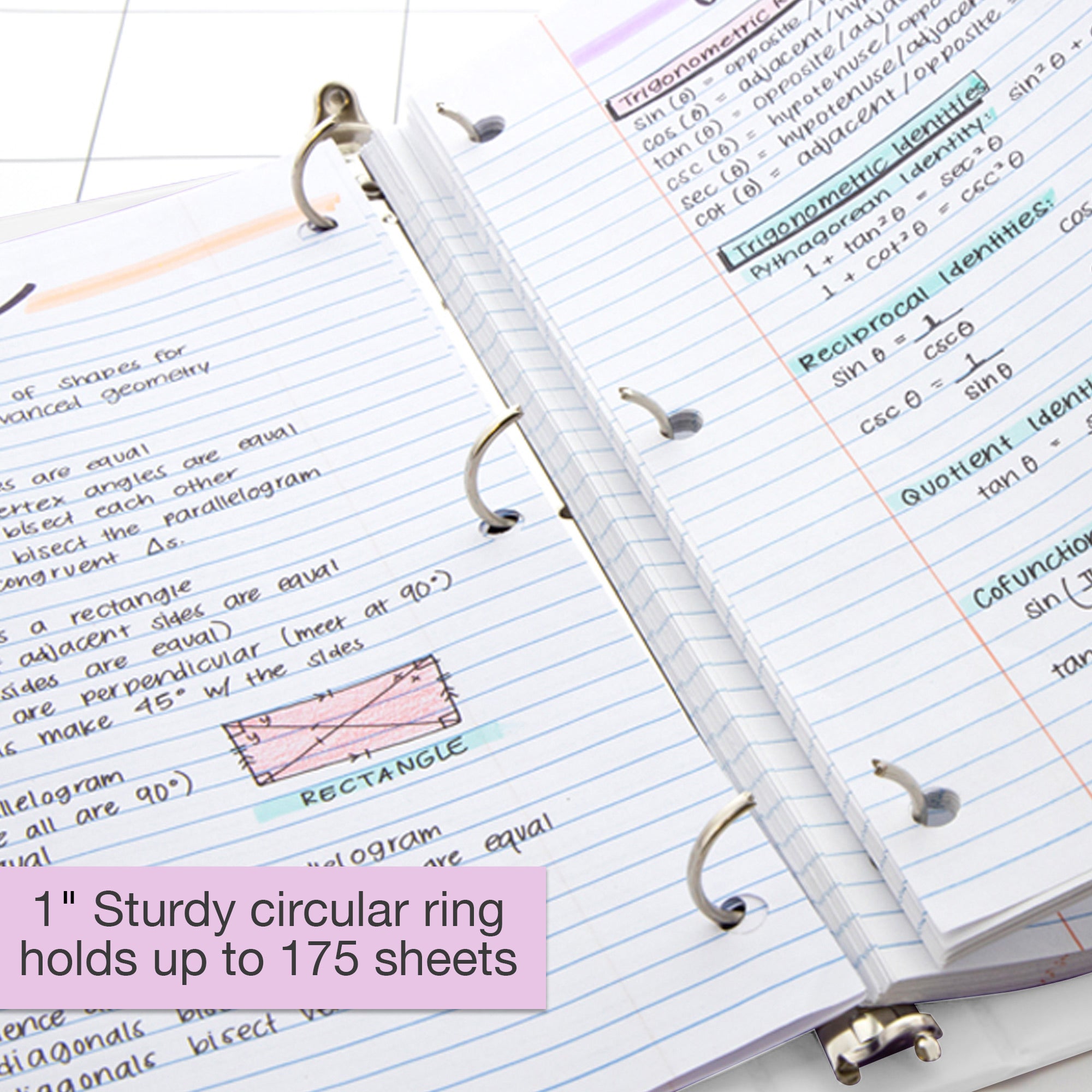 1 Inch White View Binder, 3 Ring, Holds 175 Sheets