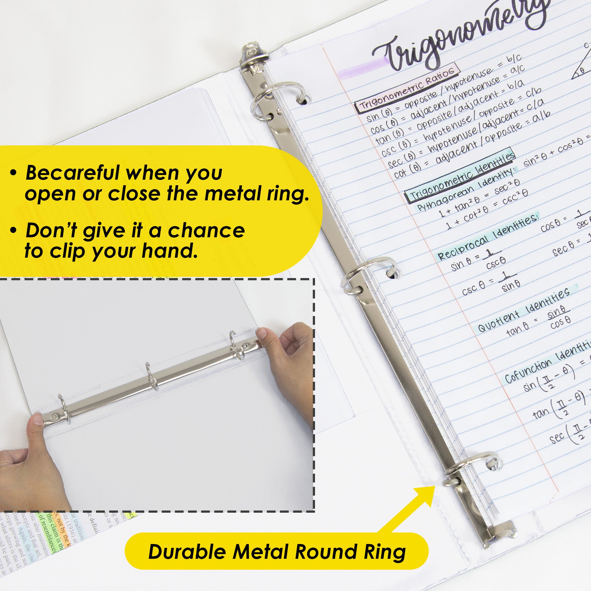 1.5 in White 3-Ring Binder, 2 Pockets, 280 Sheet Capacity
