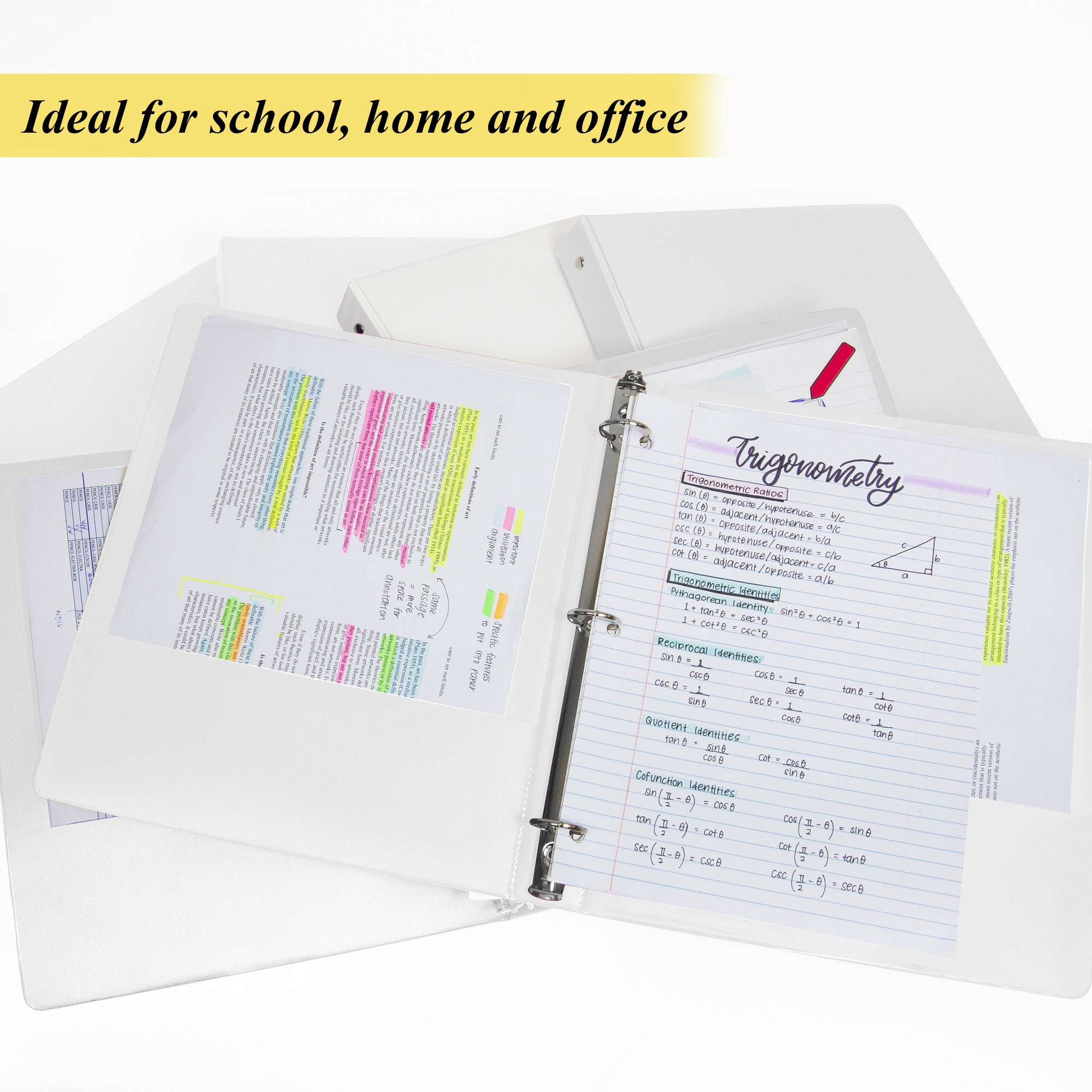 1.5 in White 3-Ring Binder, 2 Pockets, 280 Sheet Capacity