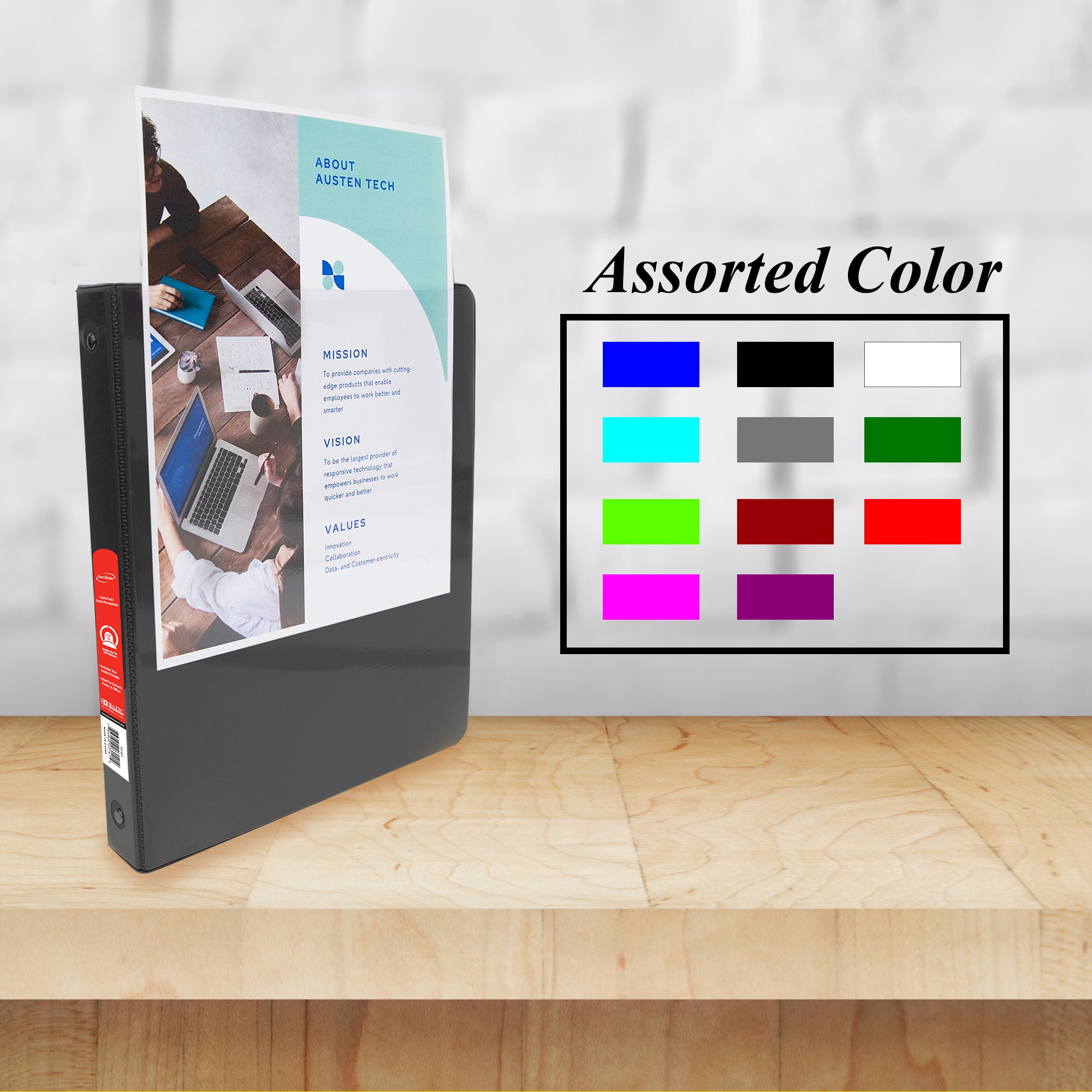 0.5 Inch Black 3 Ring View Binder, Holds 100 Sheets