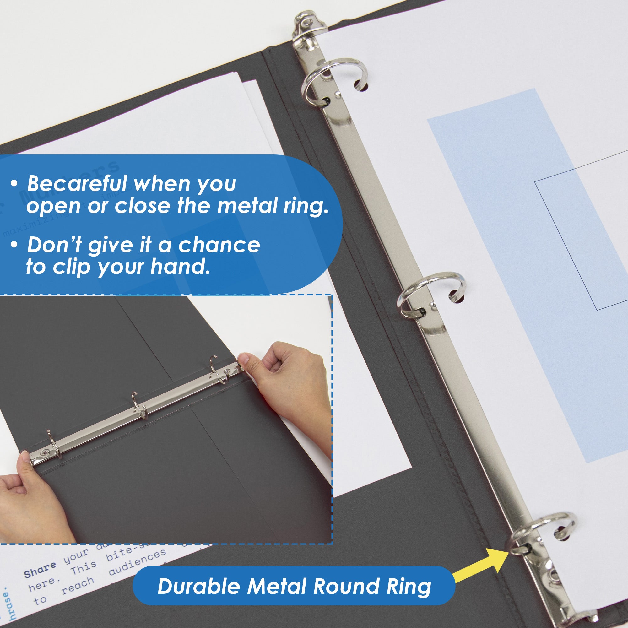 0.5 Inch Black 3 Ring View Binder, Holds 100 Sheets