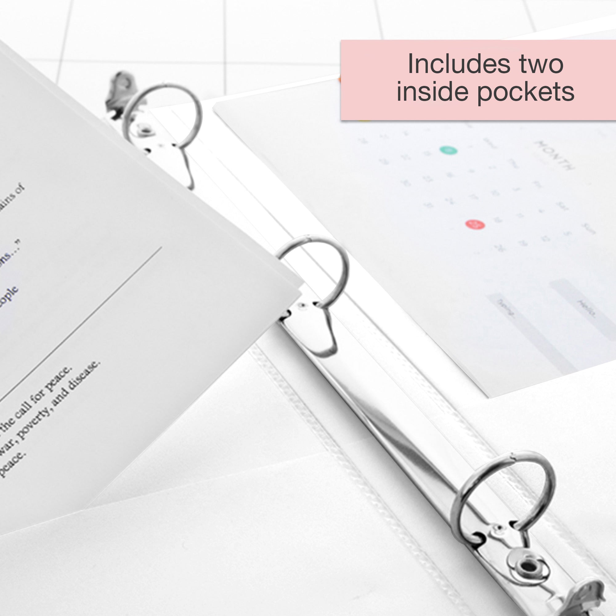 0.5 Inch Binder, White View Binder, 3 Ring, Holds 100 Sheets