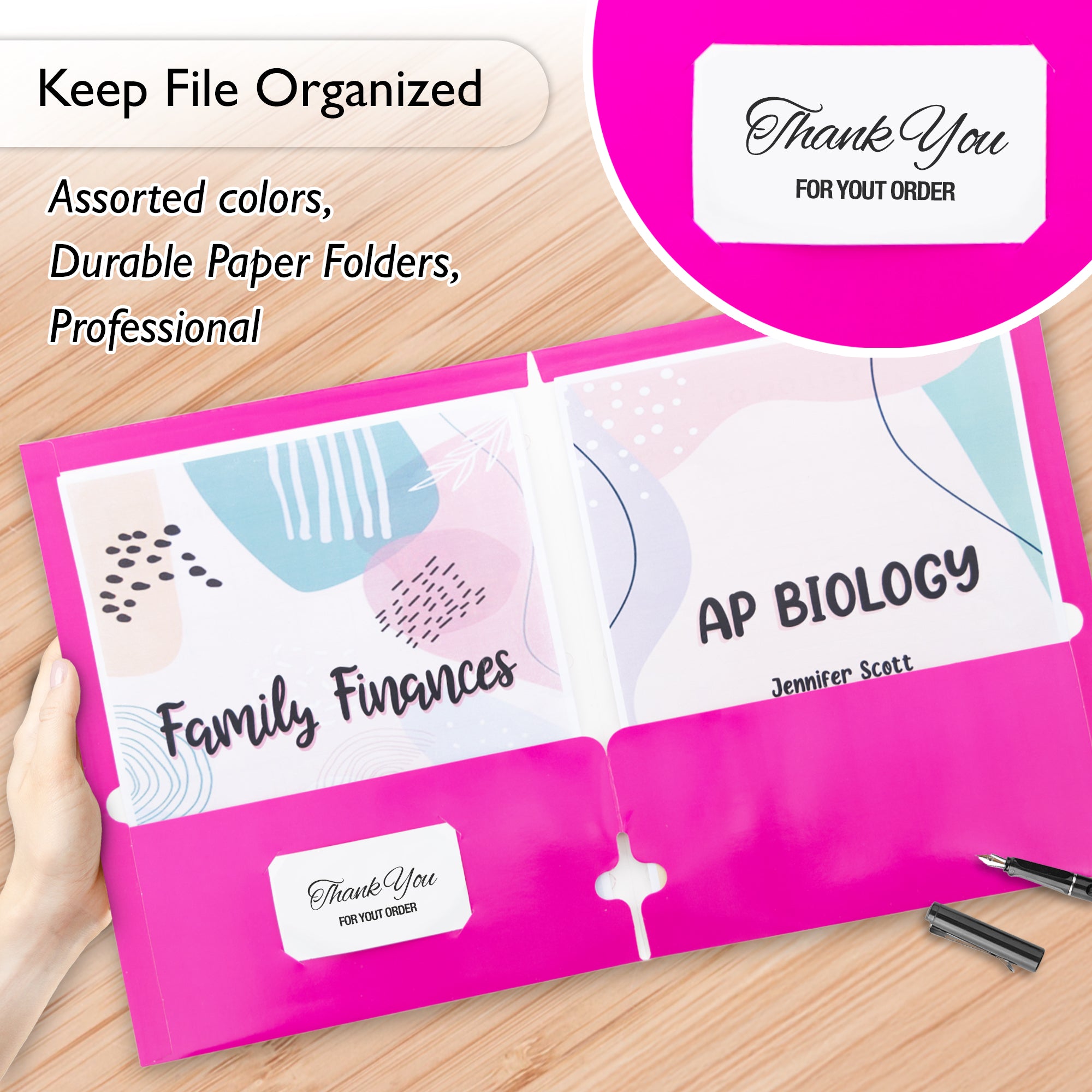 Glossy Laminated Bright Color 2-Pockets Portfolios