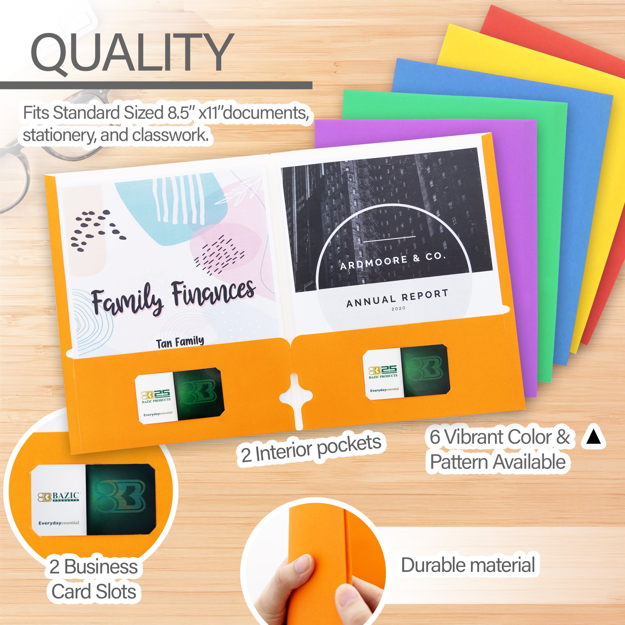 2-Pocket Portfolios, Assorted Colors