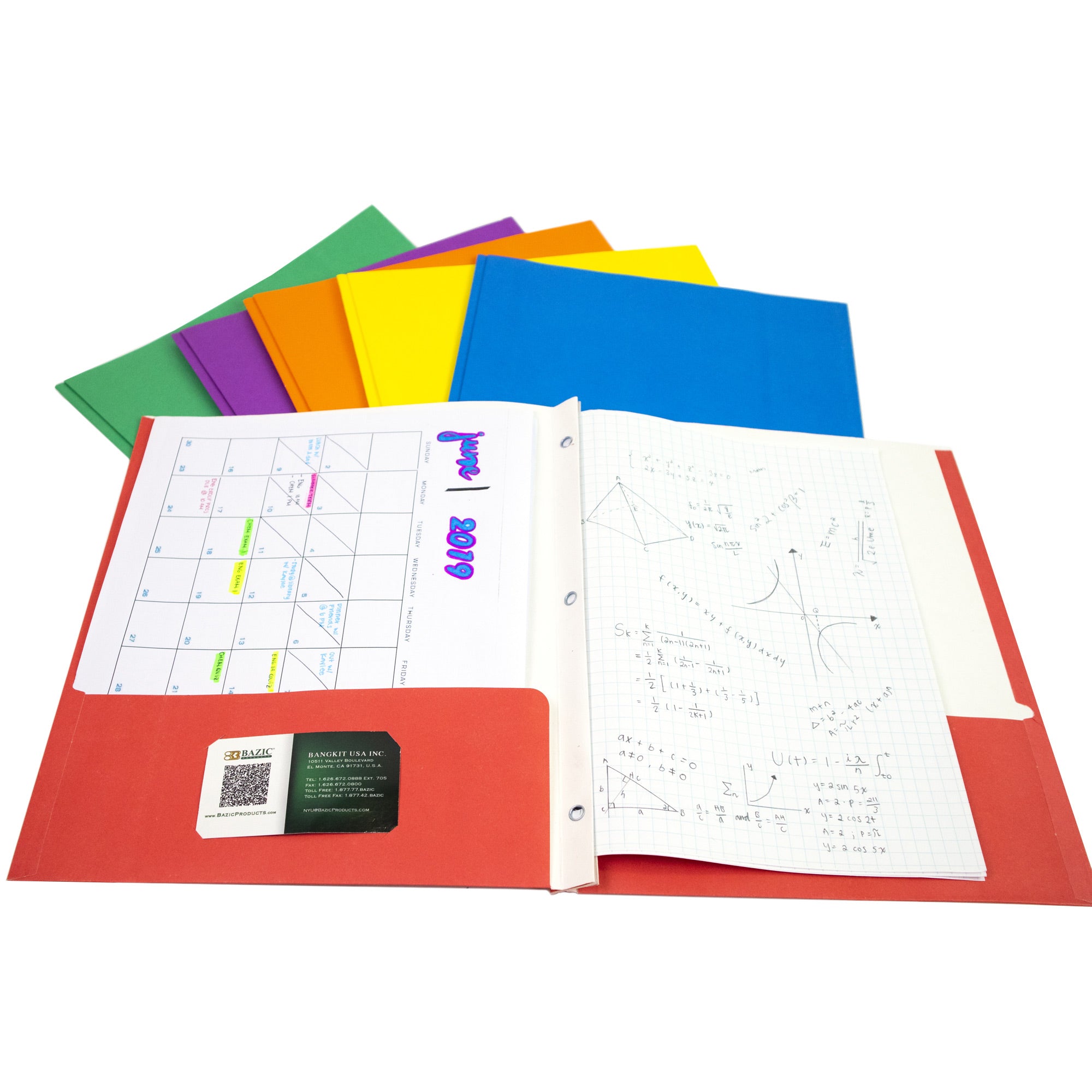 Pocket Folders, 2 Pocket Folders With Prongs, Assorted