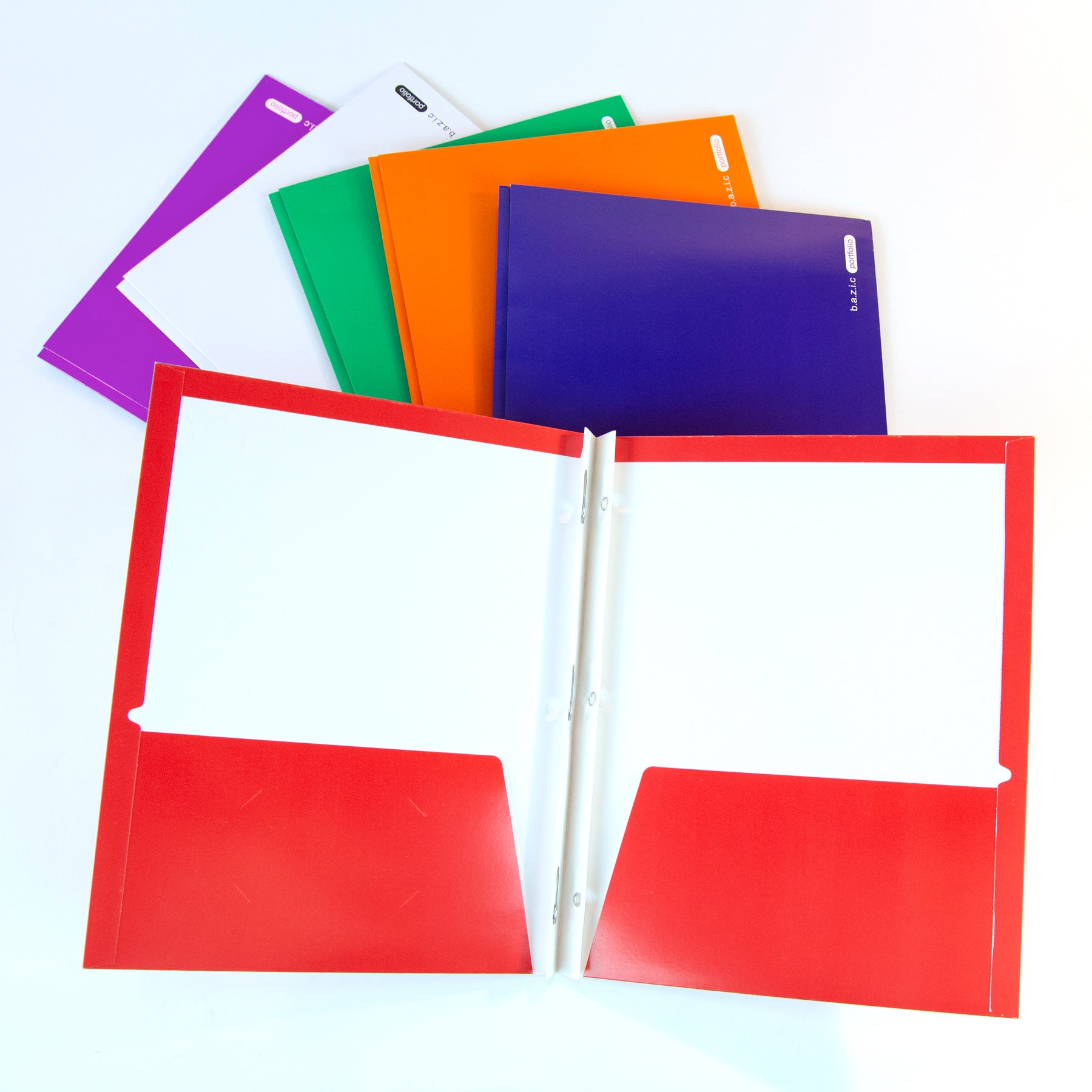 Glossy Laminated 2-Pocket Portfolios w/ 3-Prong Fastener